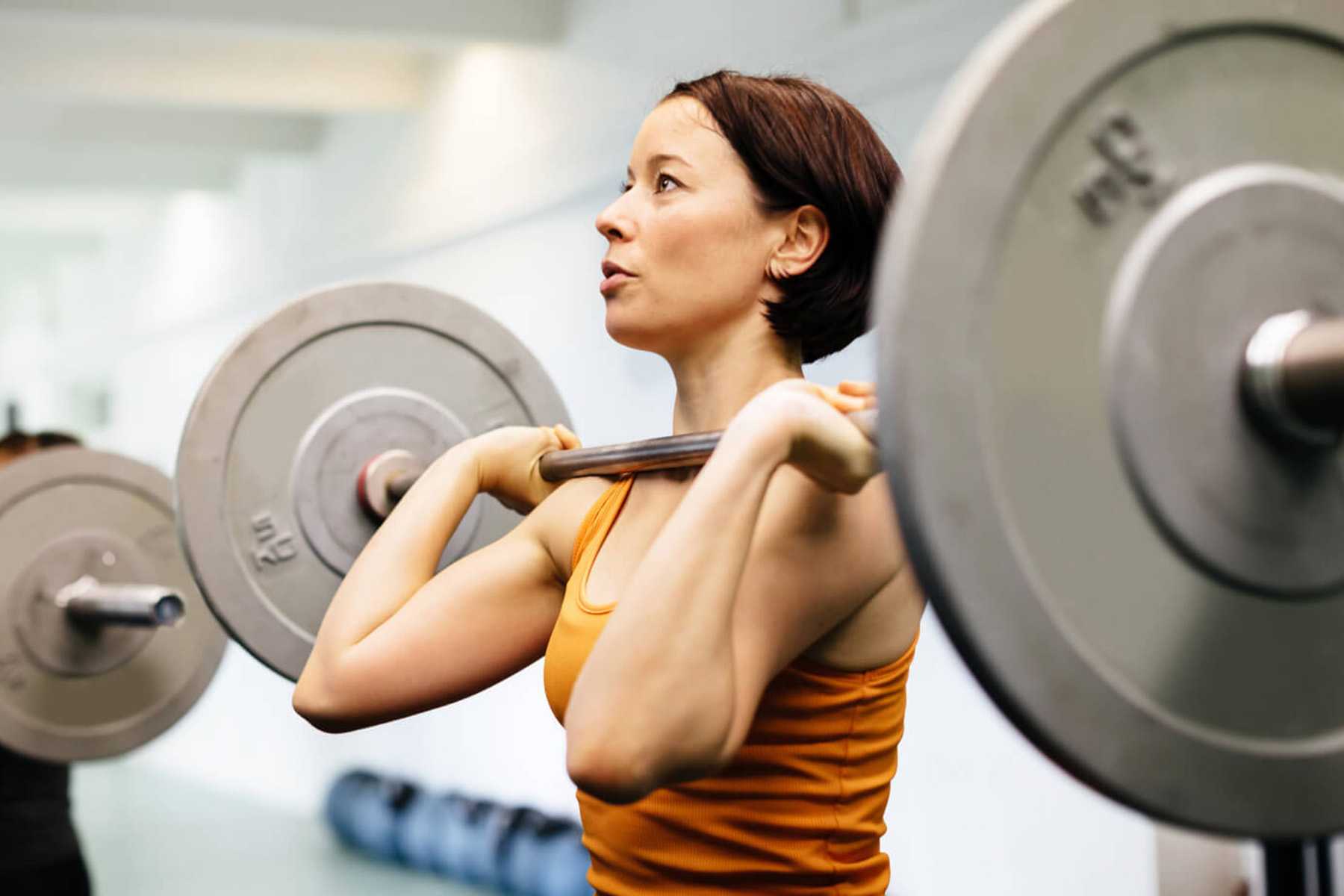 a woman lifting weights