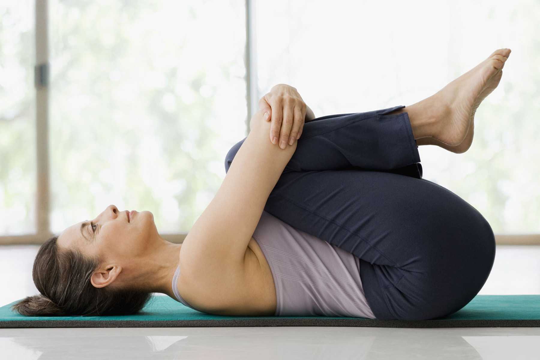a woman lying on her back