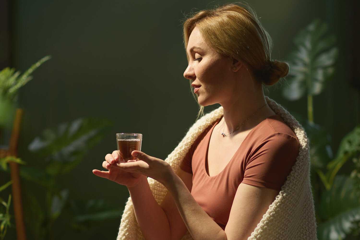 a woman meditating
