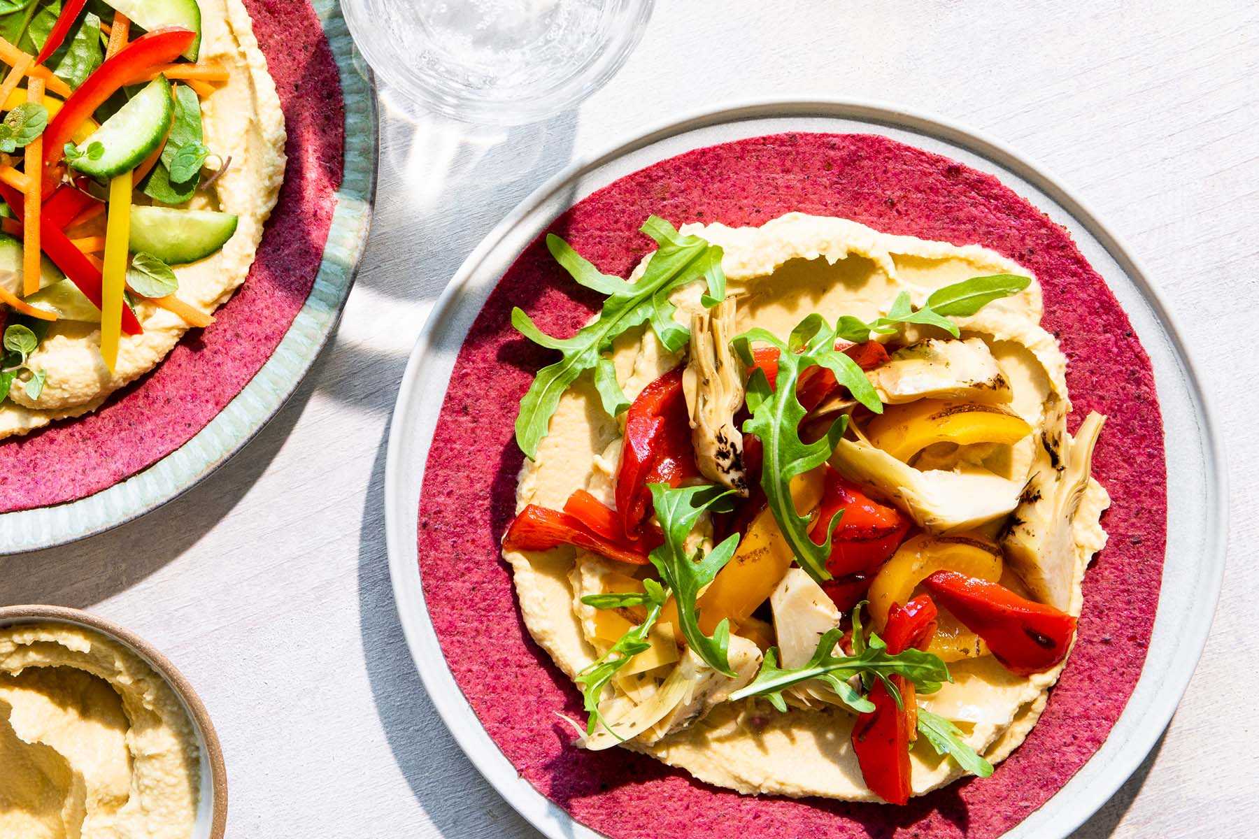a display of veggie wraps
