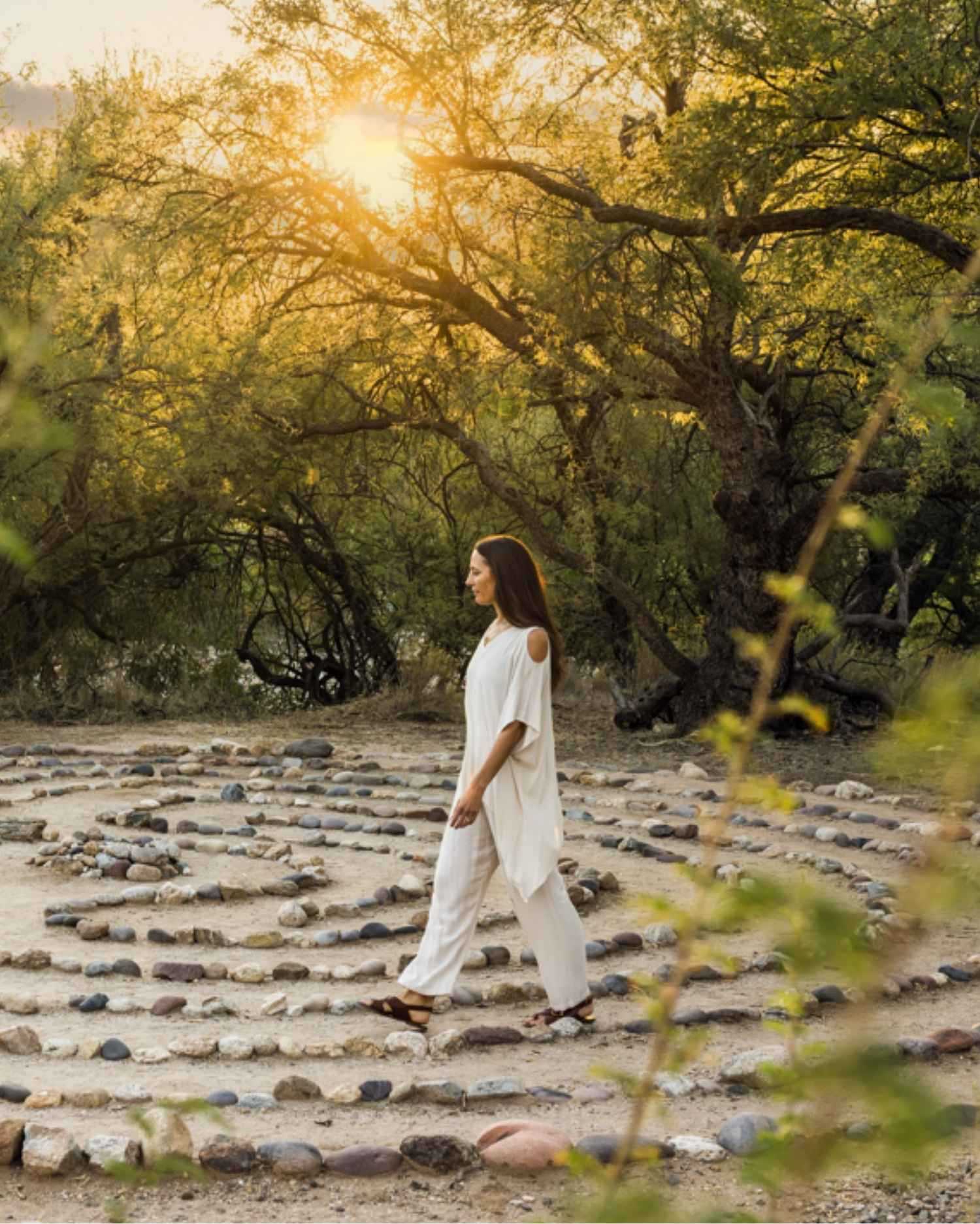 A woman walking the labyrinth at Canyon Ranch Tucson