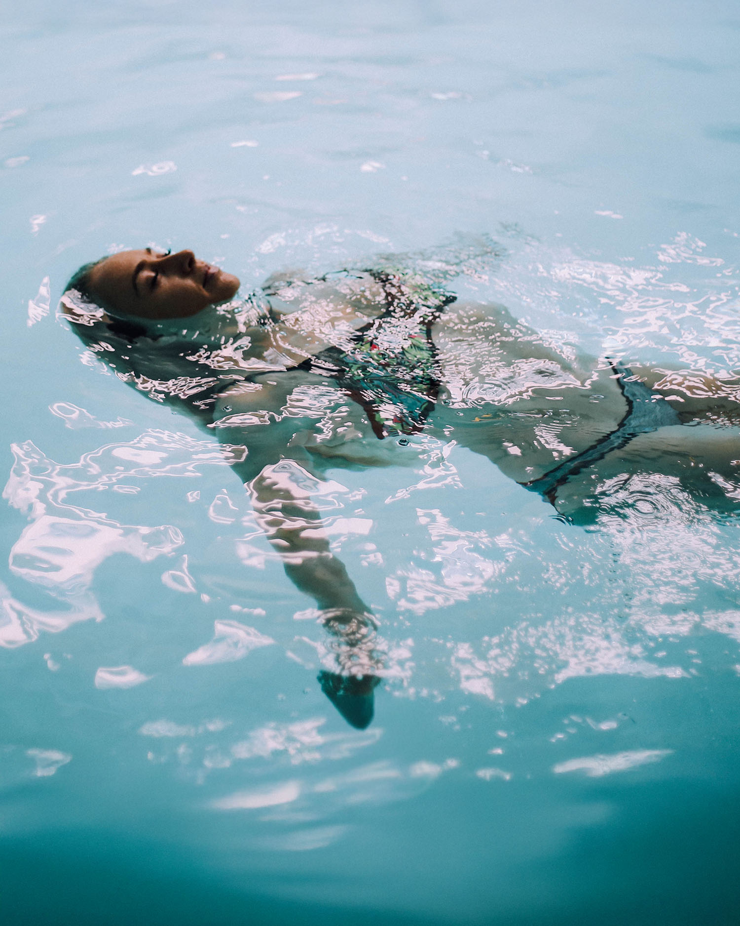 a woman floating