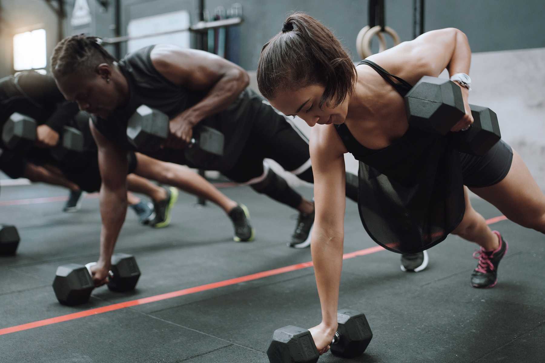 a group working out