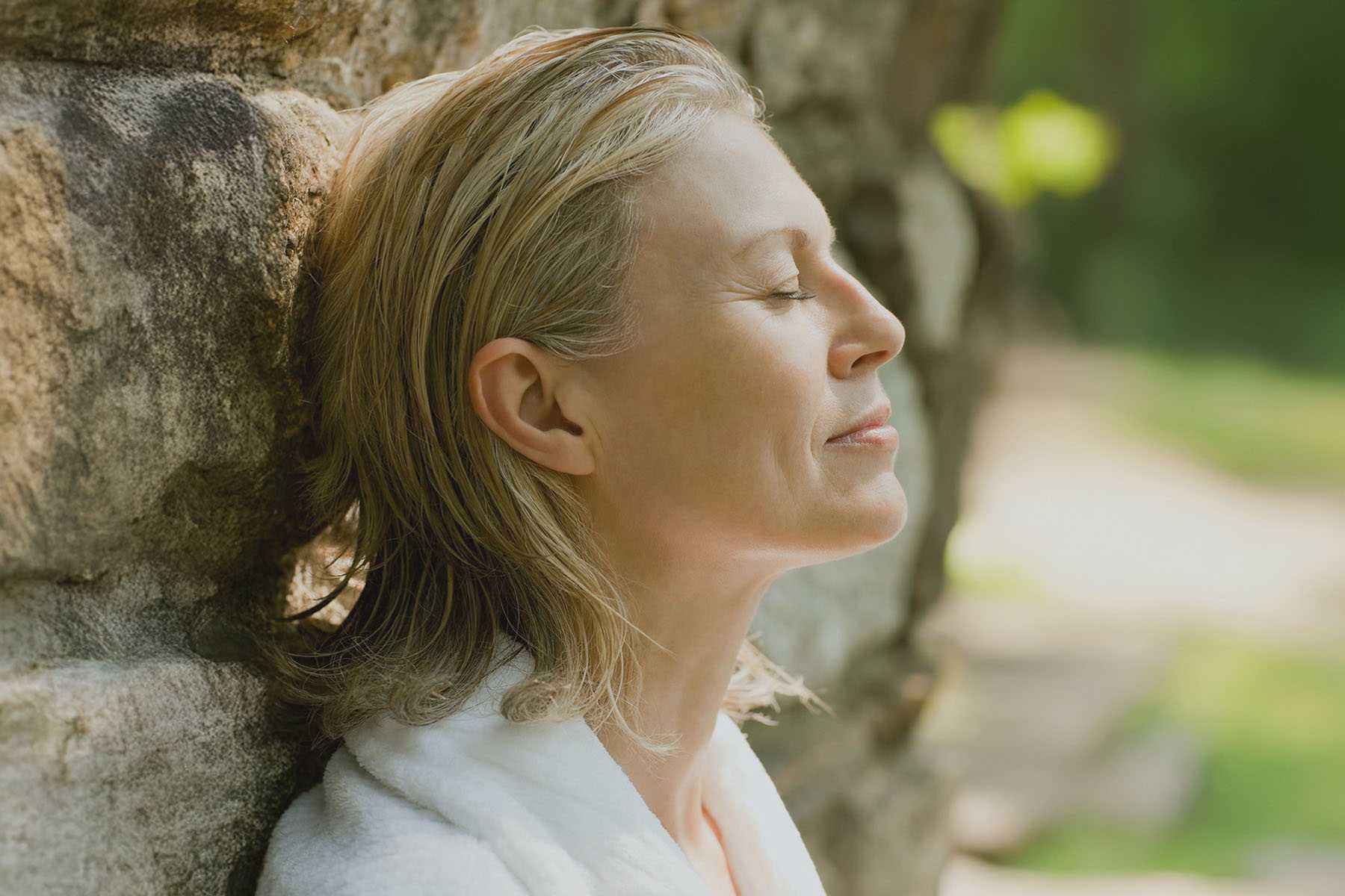 a woman meditating