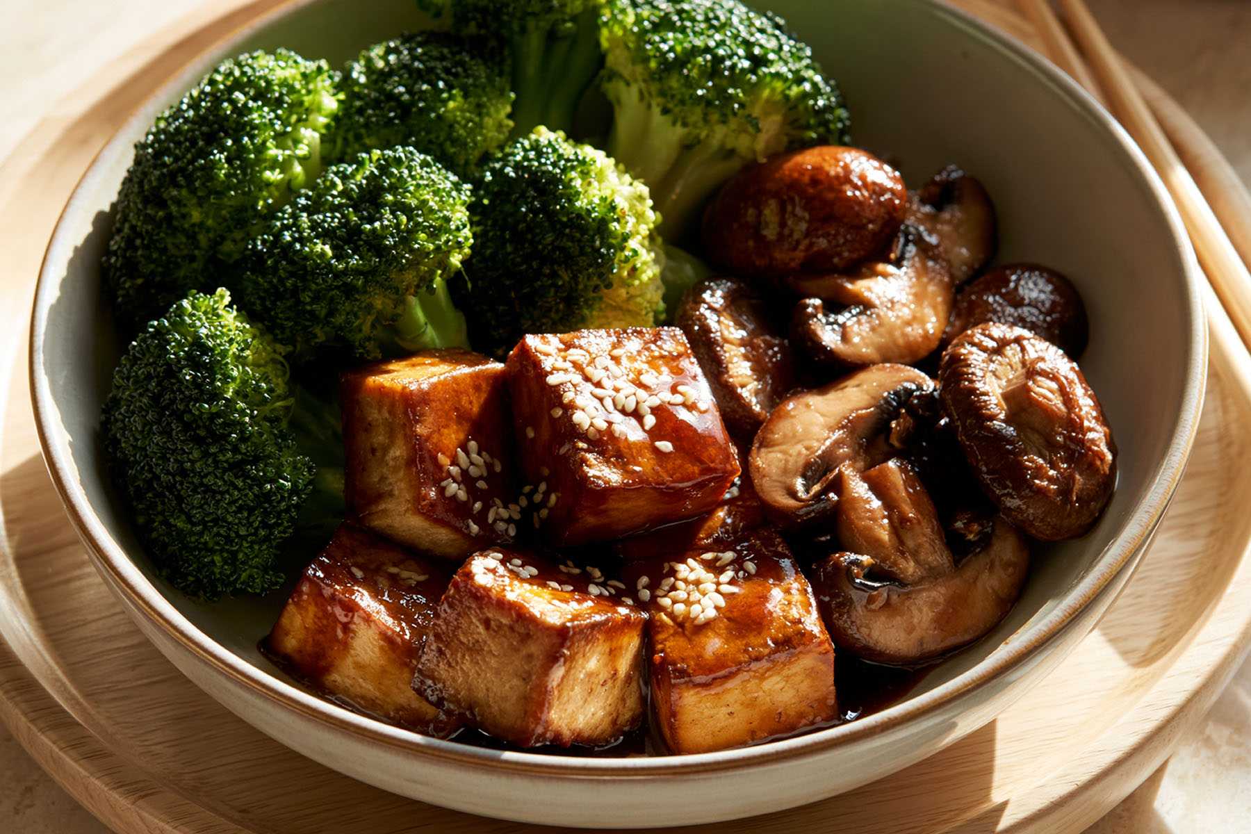 Tofu Mushroom Bowl with Brocolli  