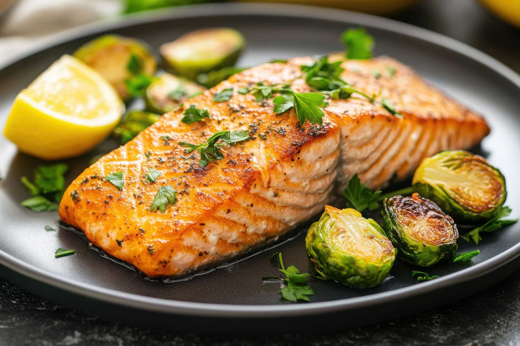 Salmon with Brussels Sprouts & Citrus Relish 