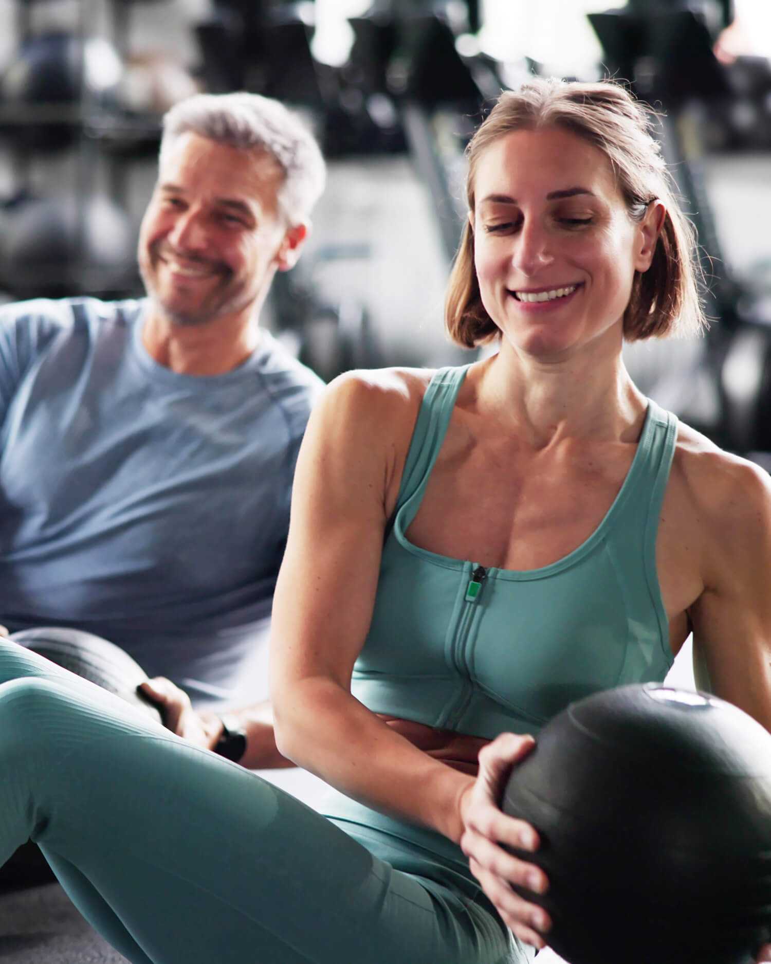 A man and woman working out