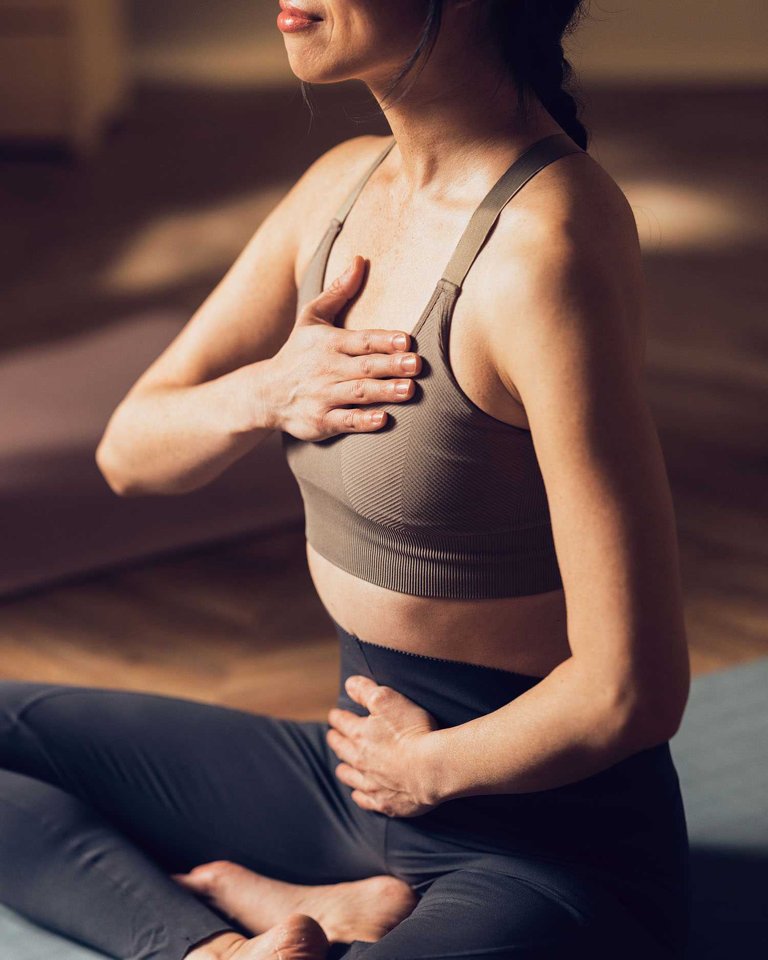 A Yoga Group Doing Breathwork Exercises