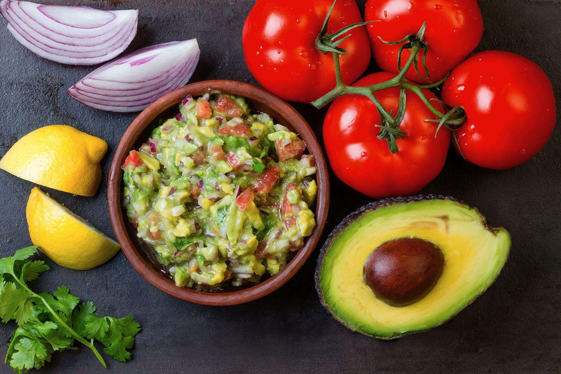 Avocado salsa ingredients.