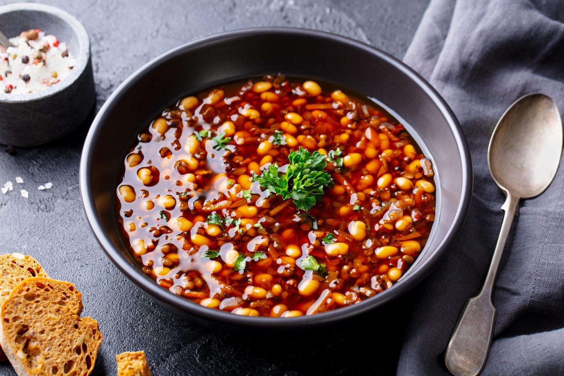 Bowl of southwest bean soup.