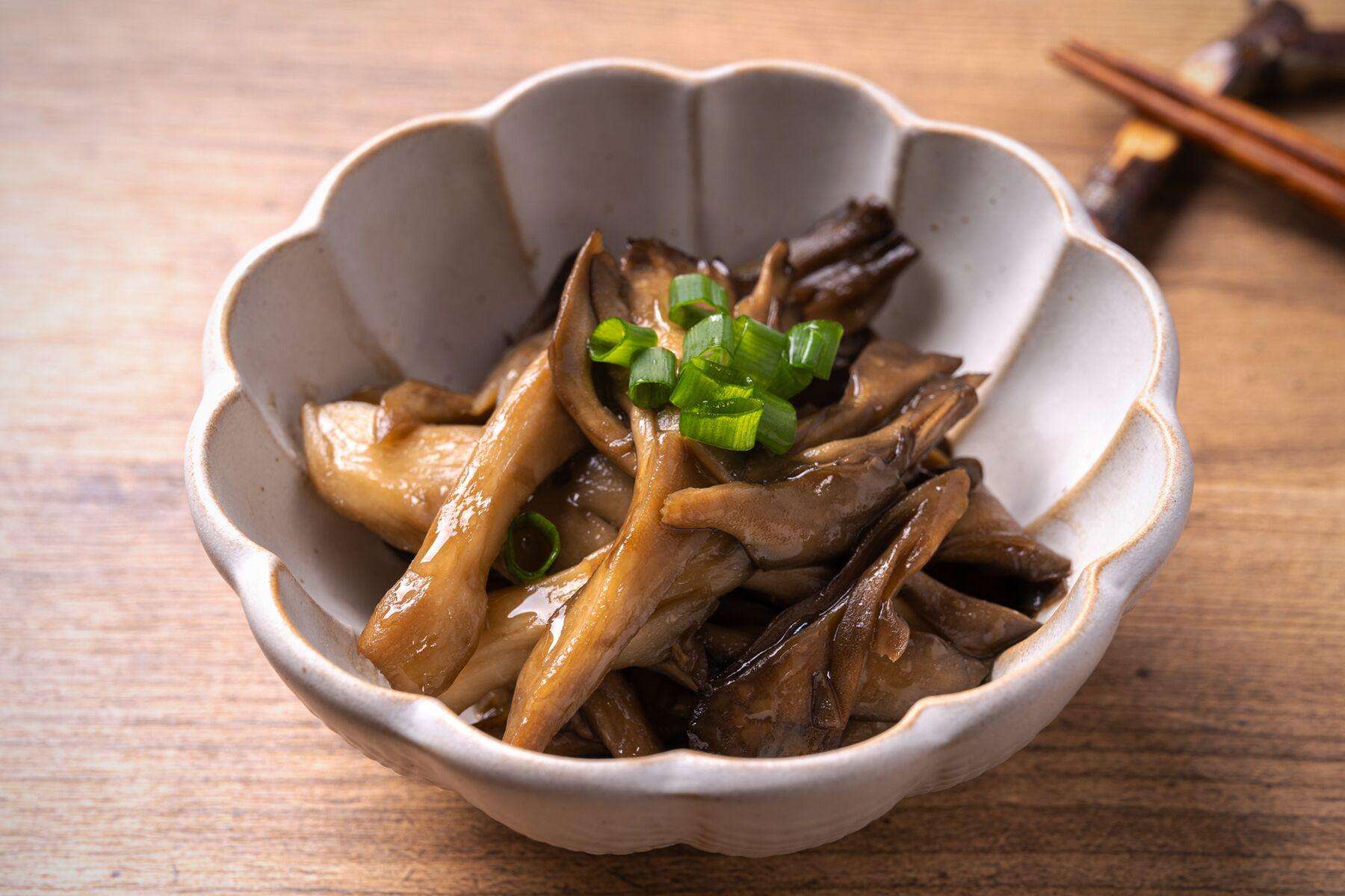 A bowl of caramelized mushrooms