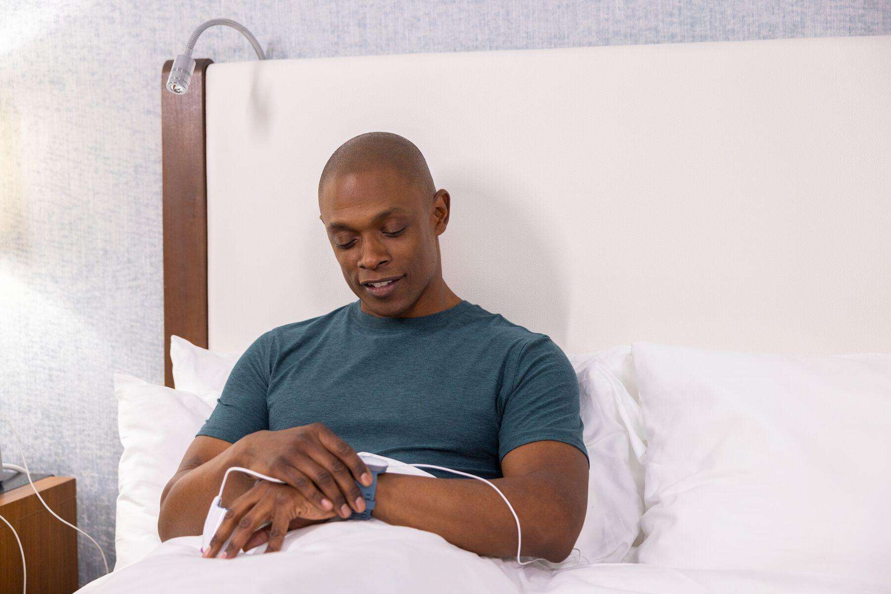 A man wearing a sleep patch at Canyon Ranch Health Spa Resort