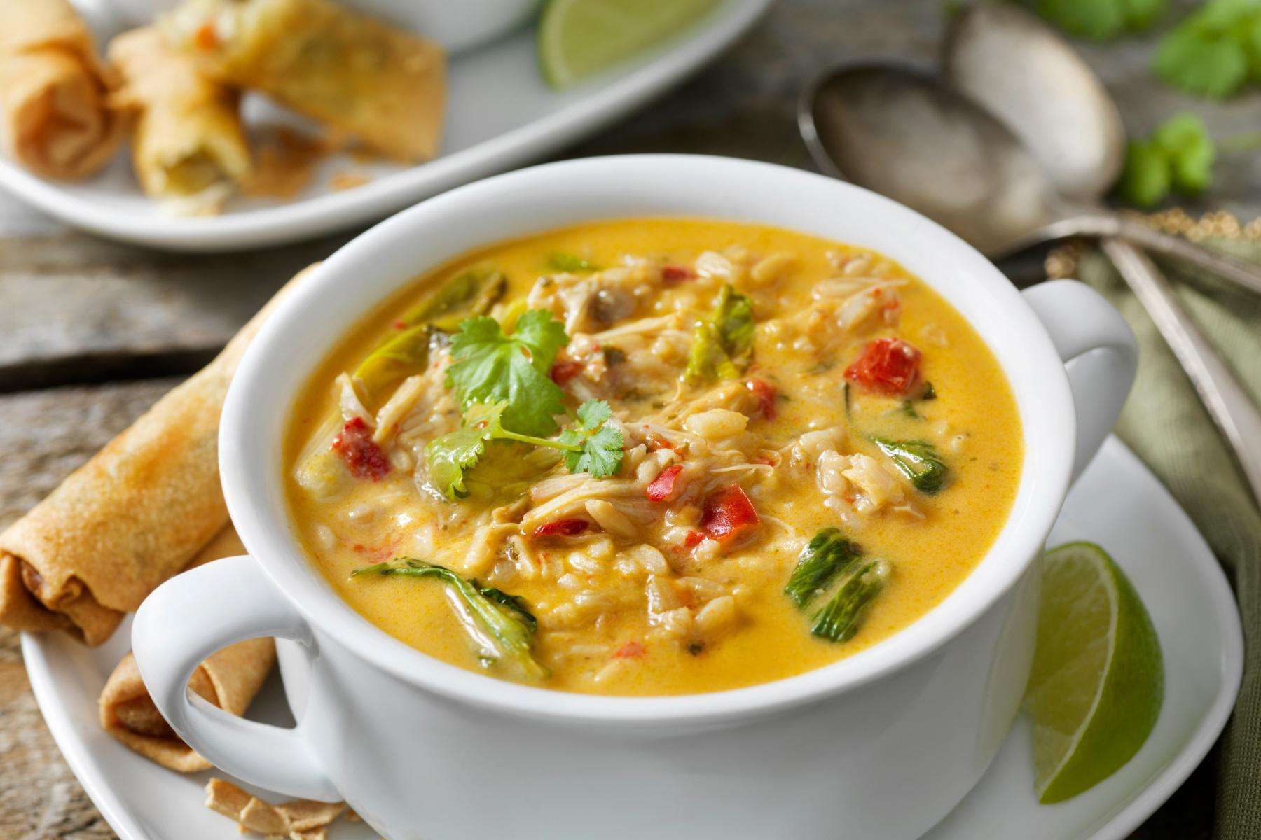 Bowl of Thai Chicken Soup.