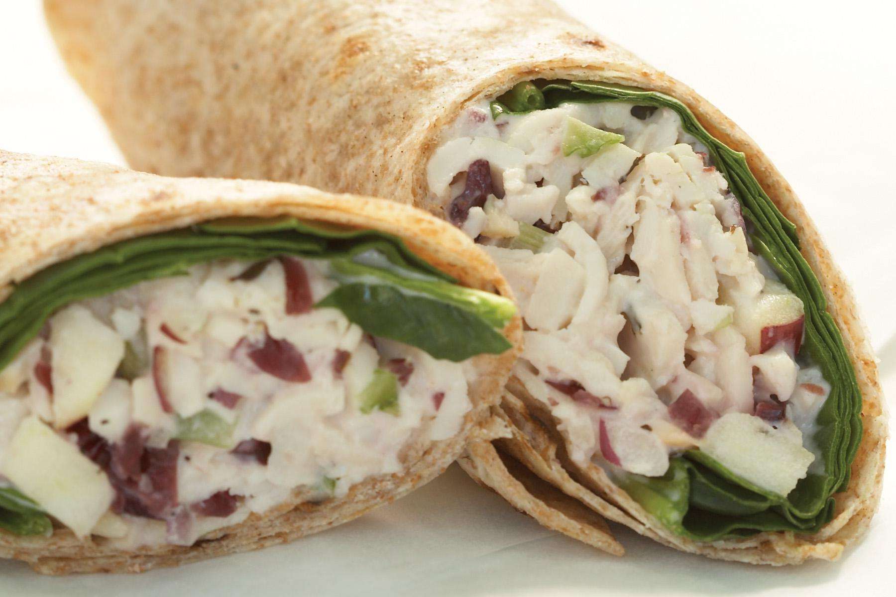 Close-up of turkey apple wrap.