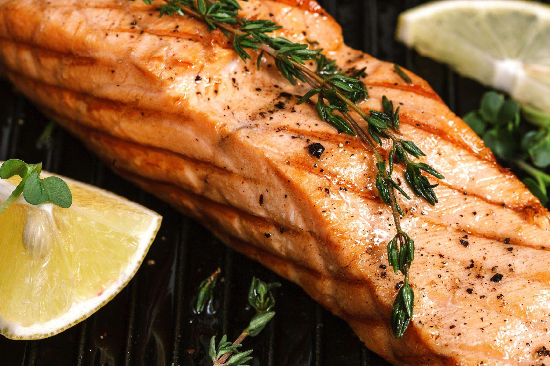 Close-up image of Lemon Herb Roasted Salmon