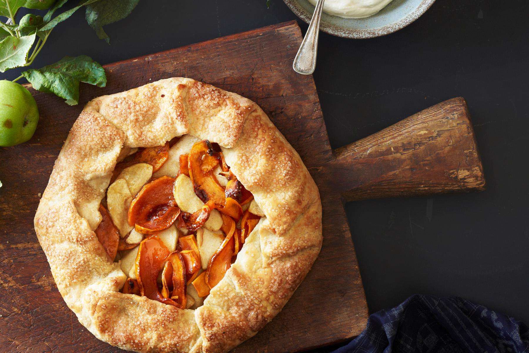 Overhead view of apple pie gallete.