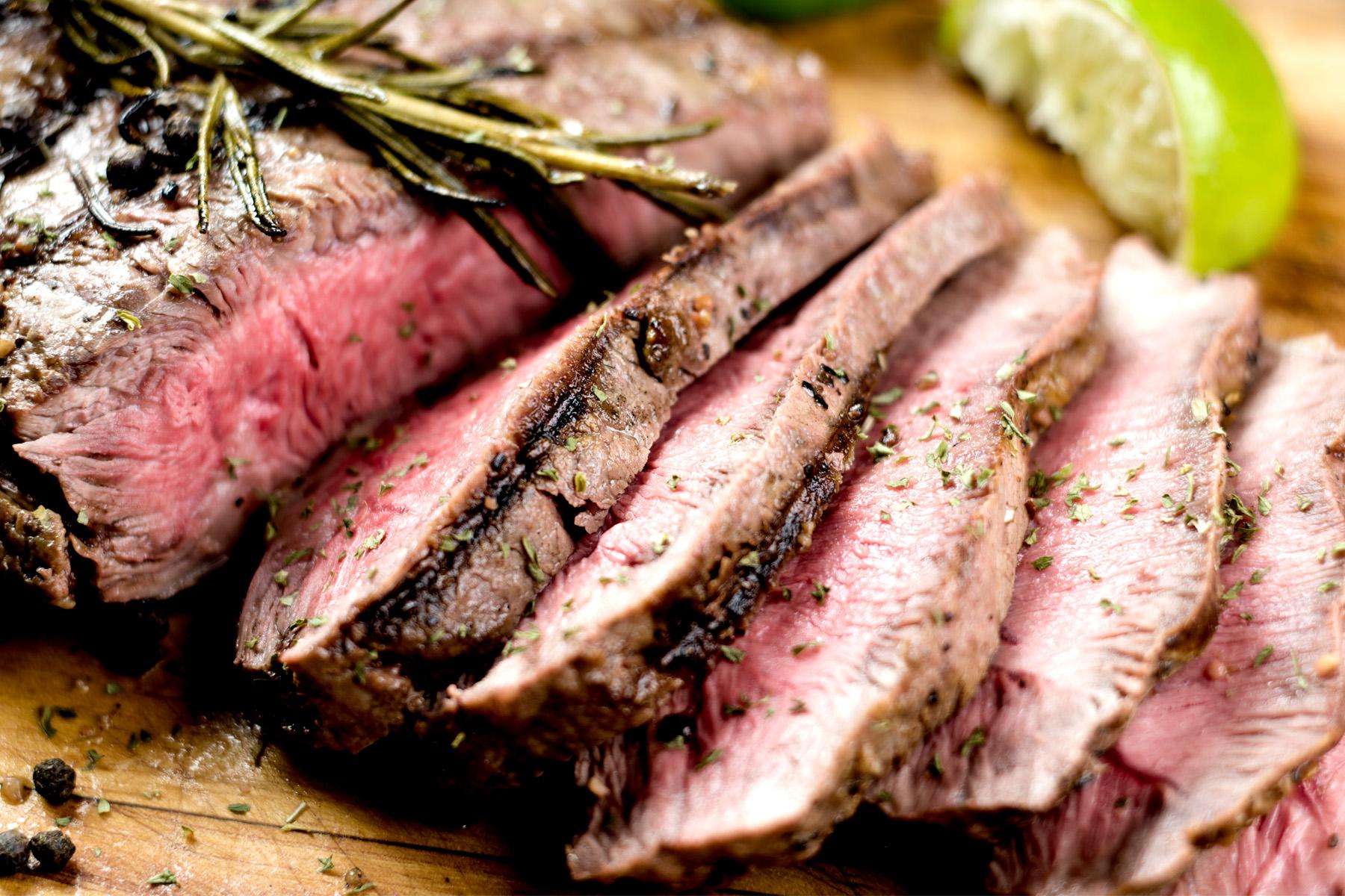 Close-up of grilled flank steak