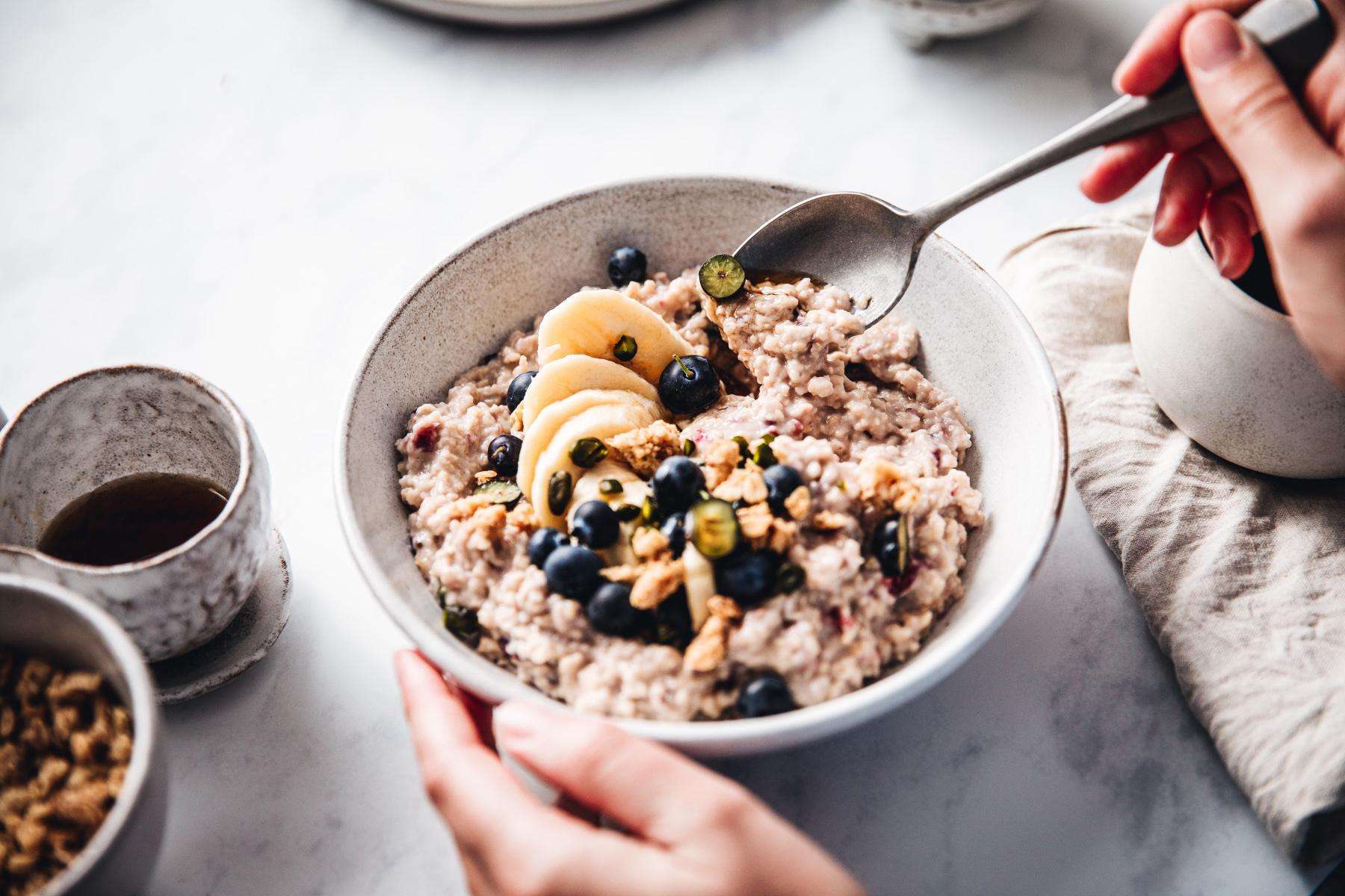 close-up of bowl of oatmeal