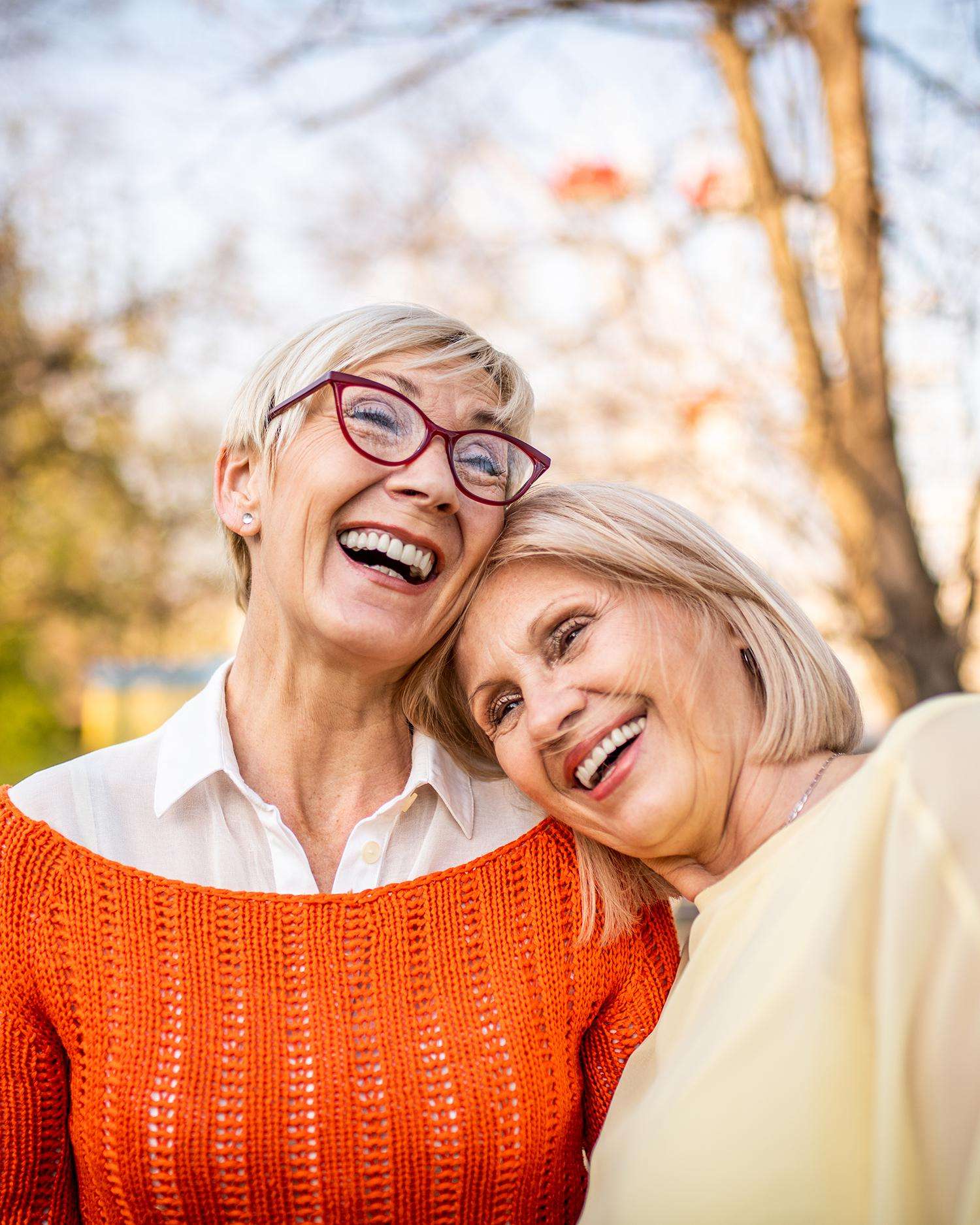 Two post-menopausal women outdoors