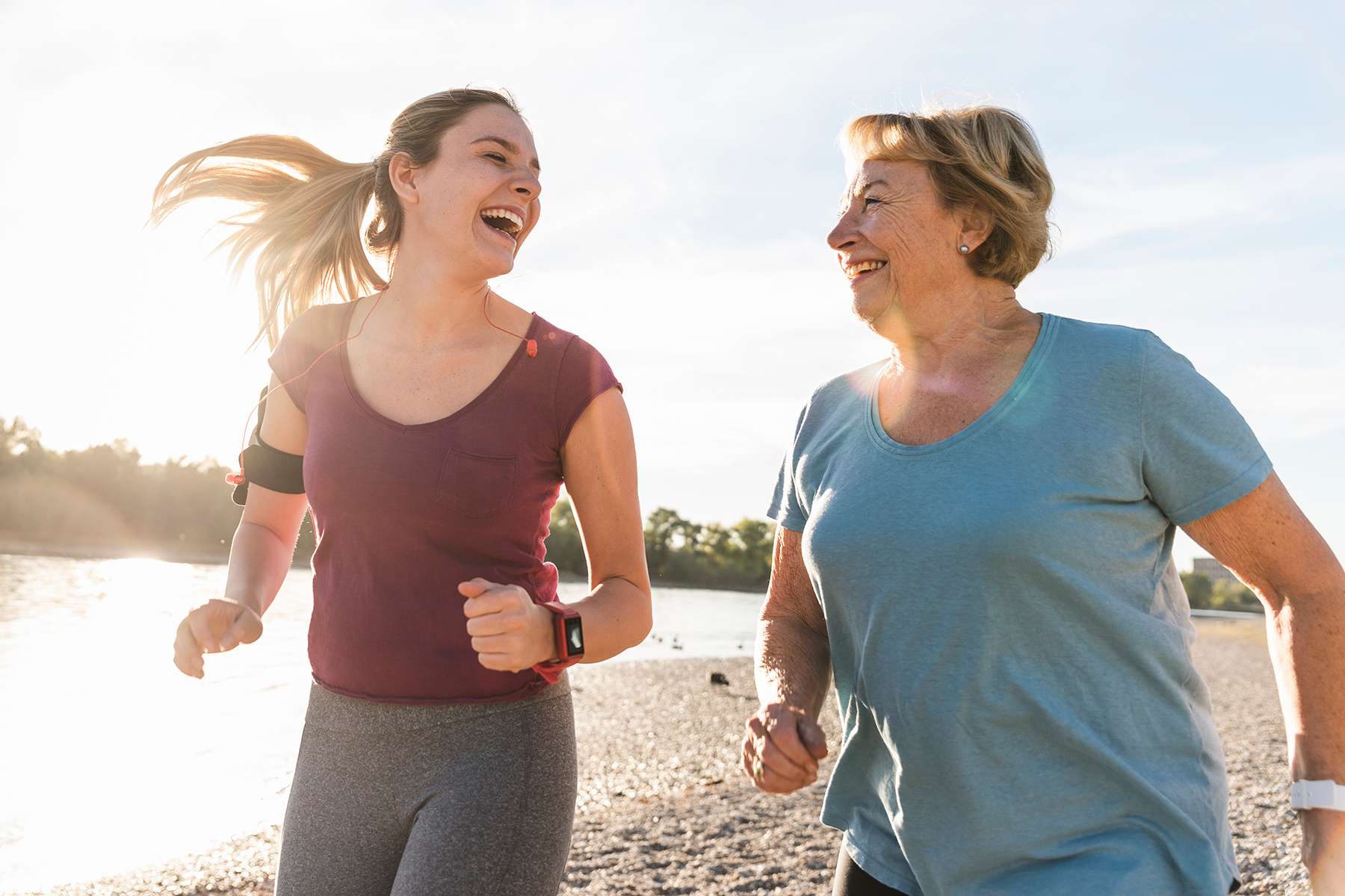 two women jogging