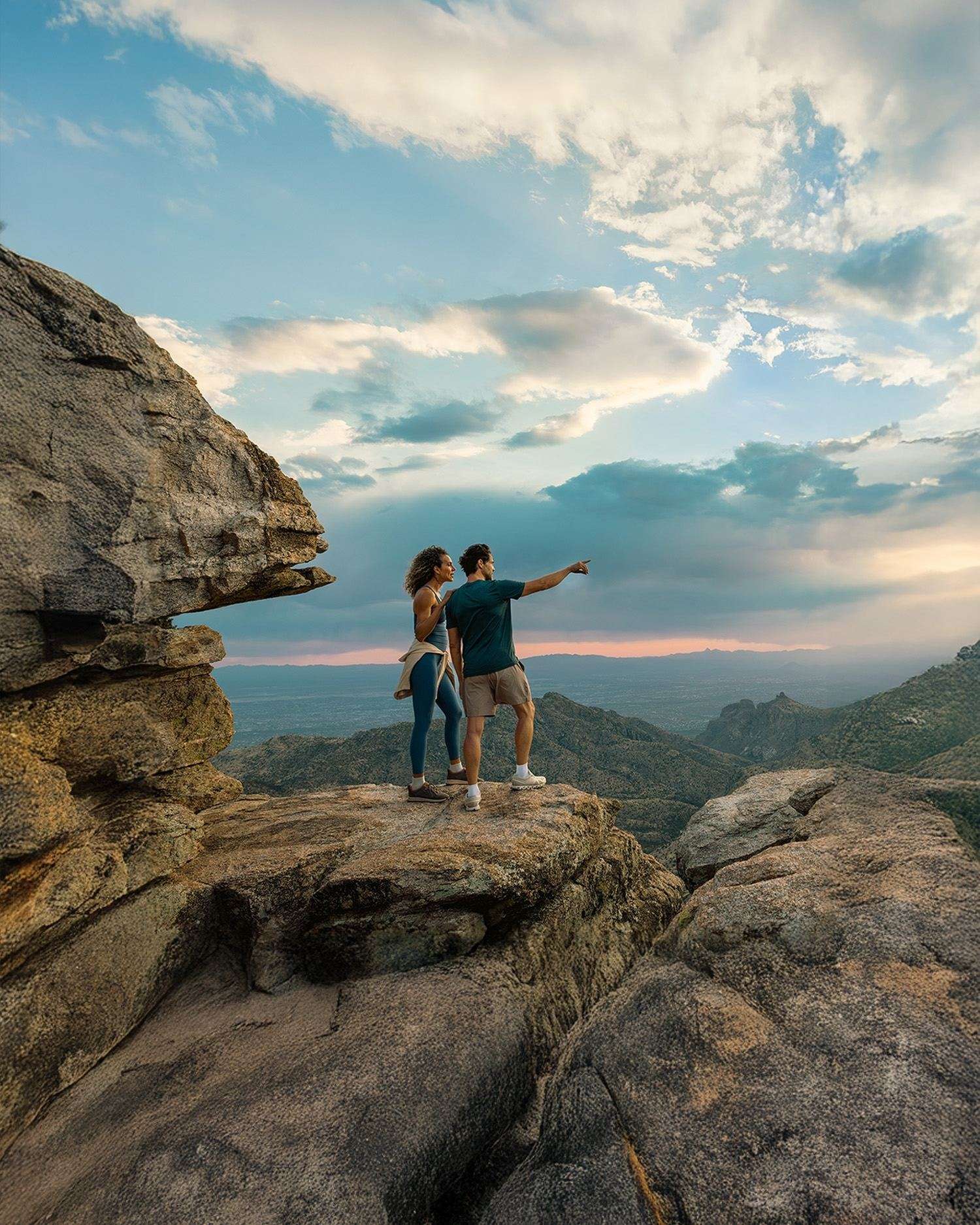 A couple hiking in the desert