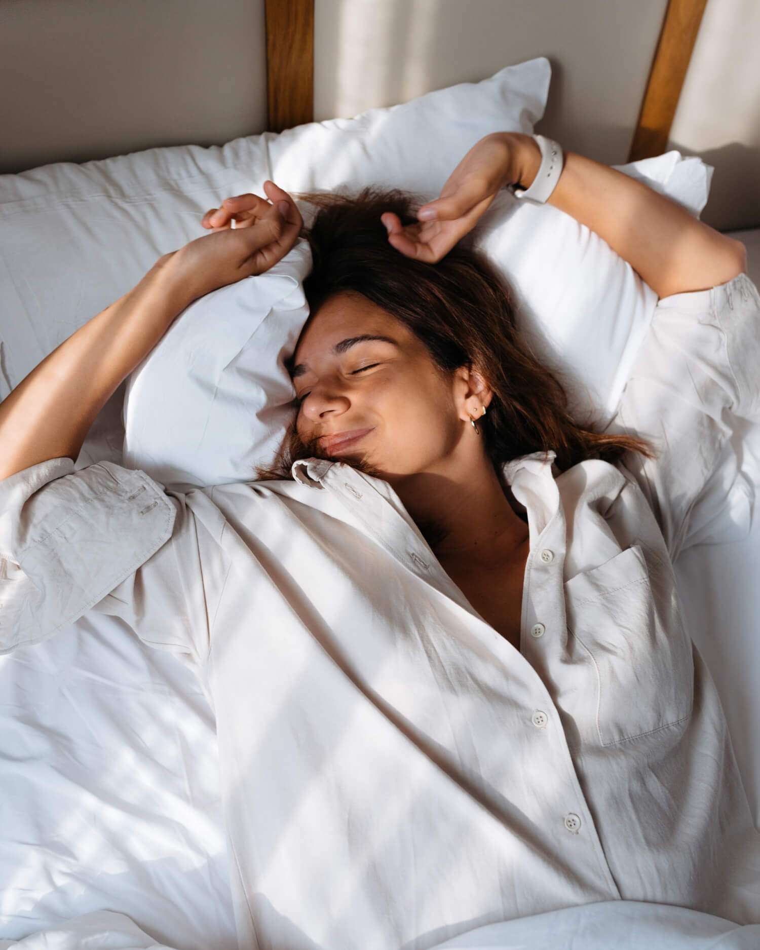 a woman sleeping restfully