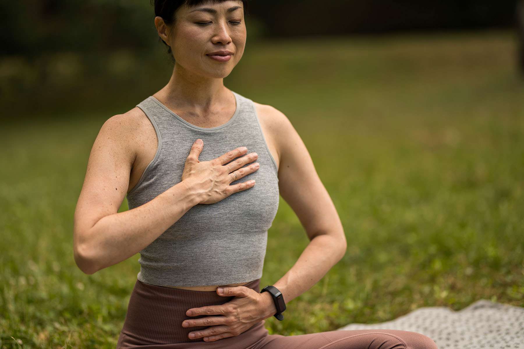 a woman meditating