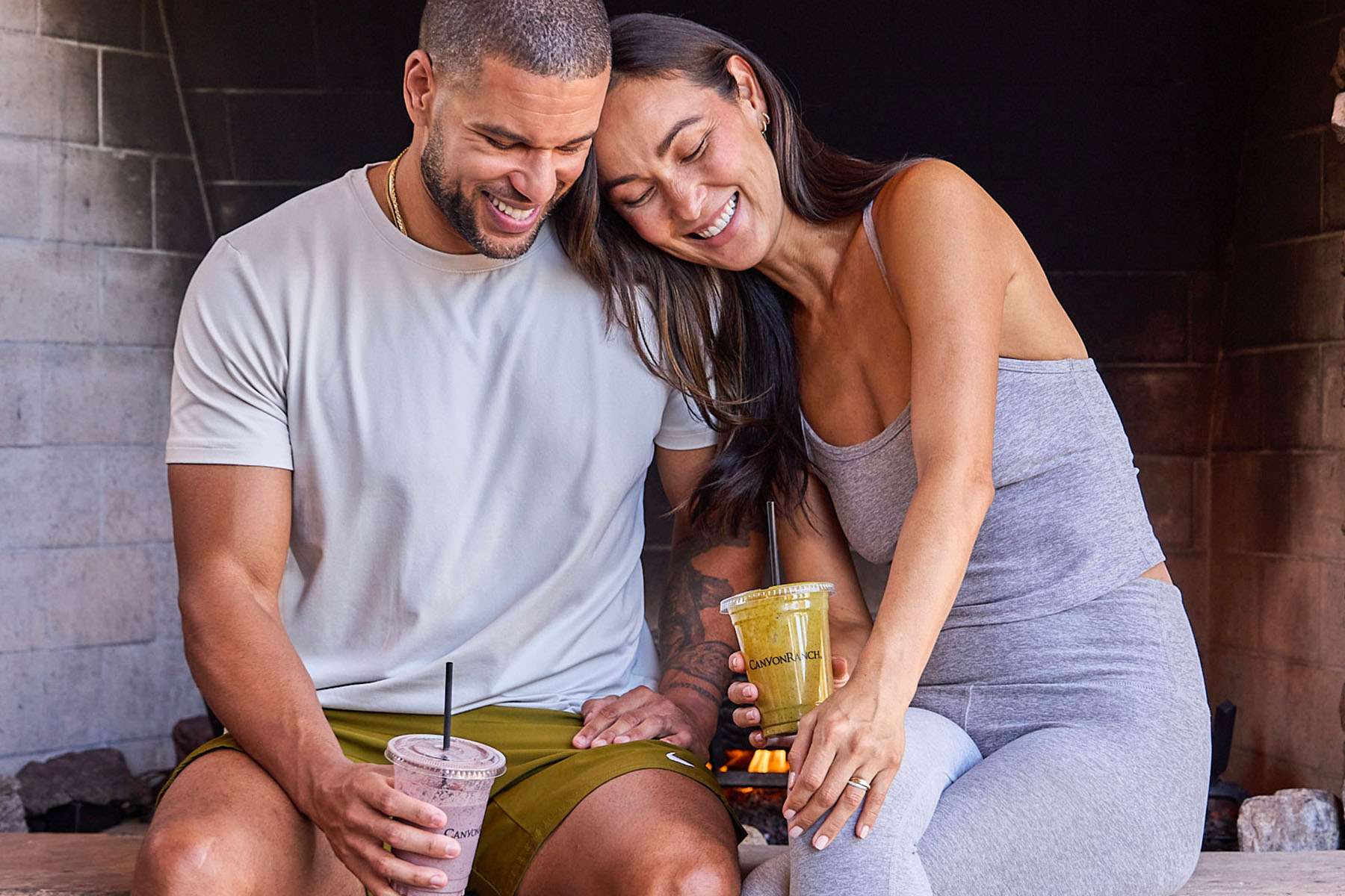 A man and a woman cuddling