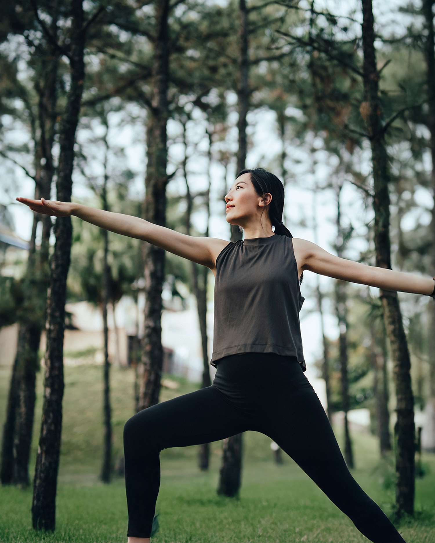 a woman doing yoga