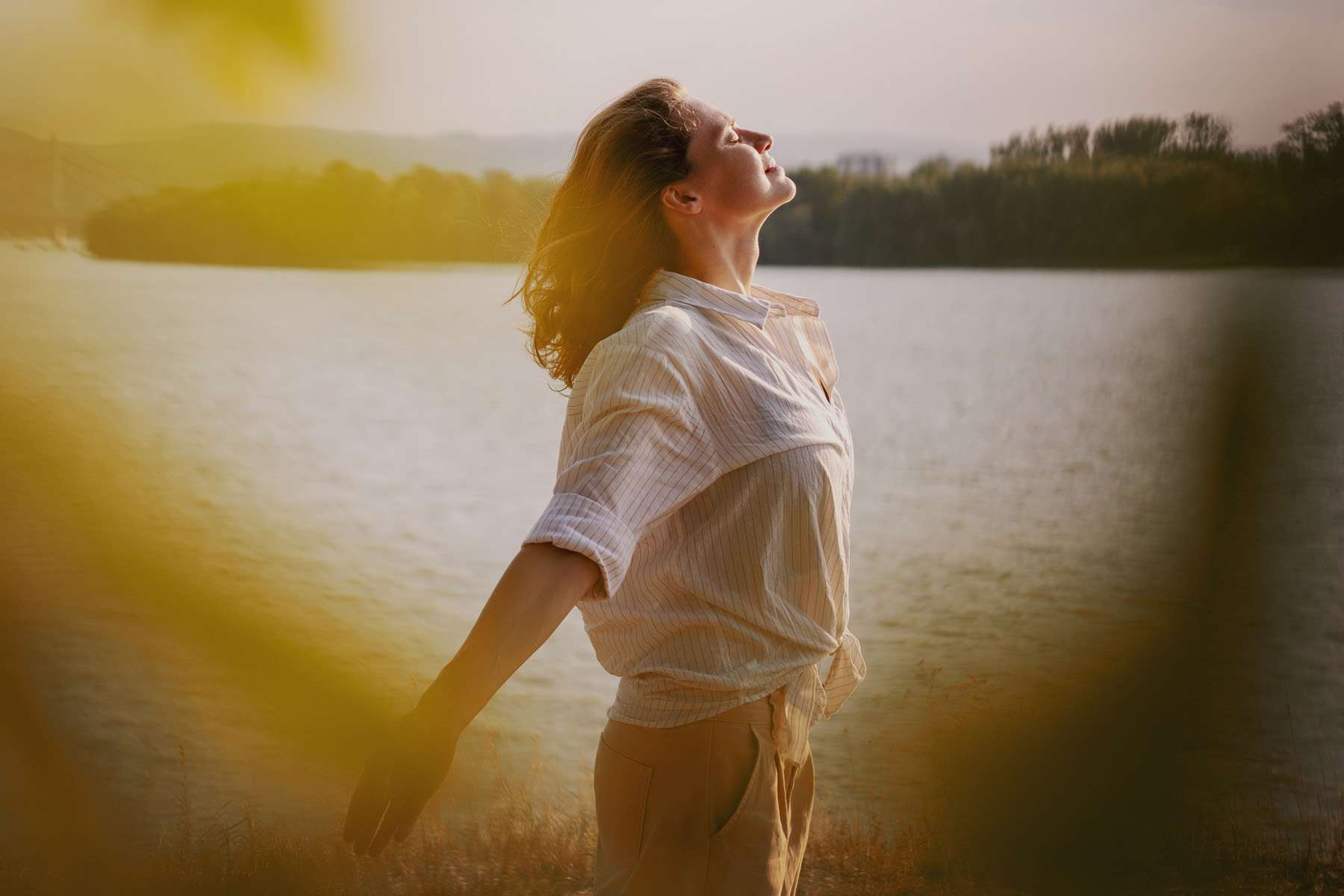a woman meditating
