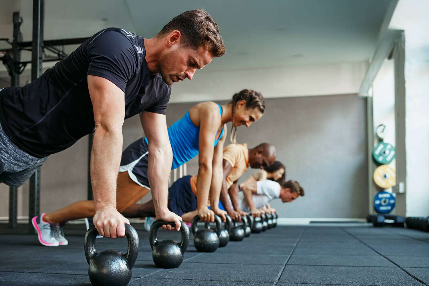 A group workout class