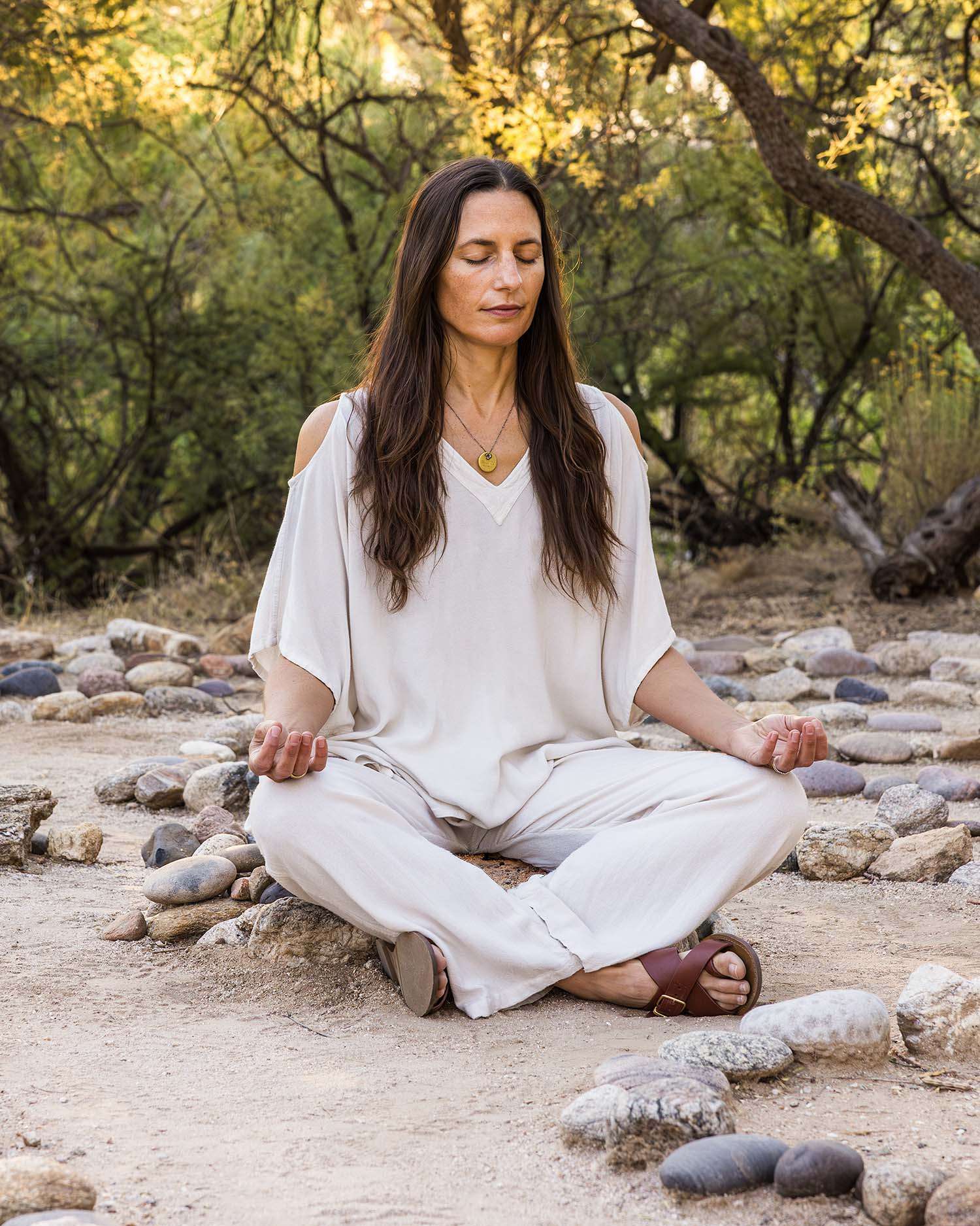 a woman meditating at Canyon Ranch Tucson