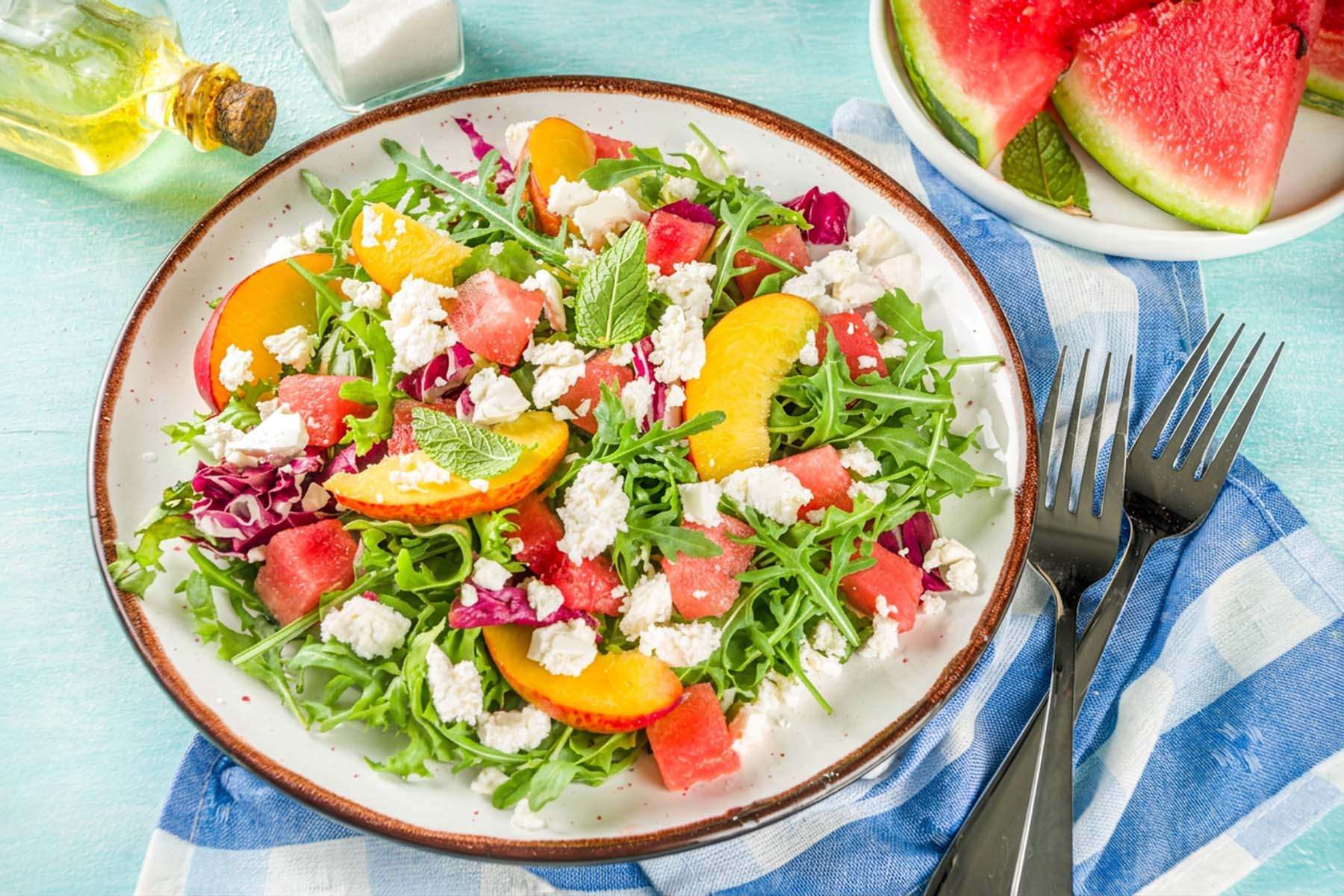 Peach & Watermelon Summer Salad 