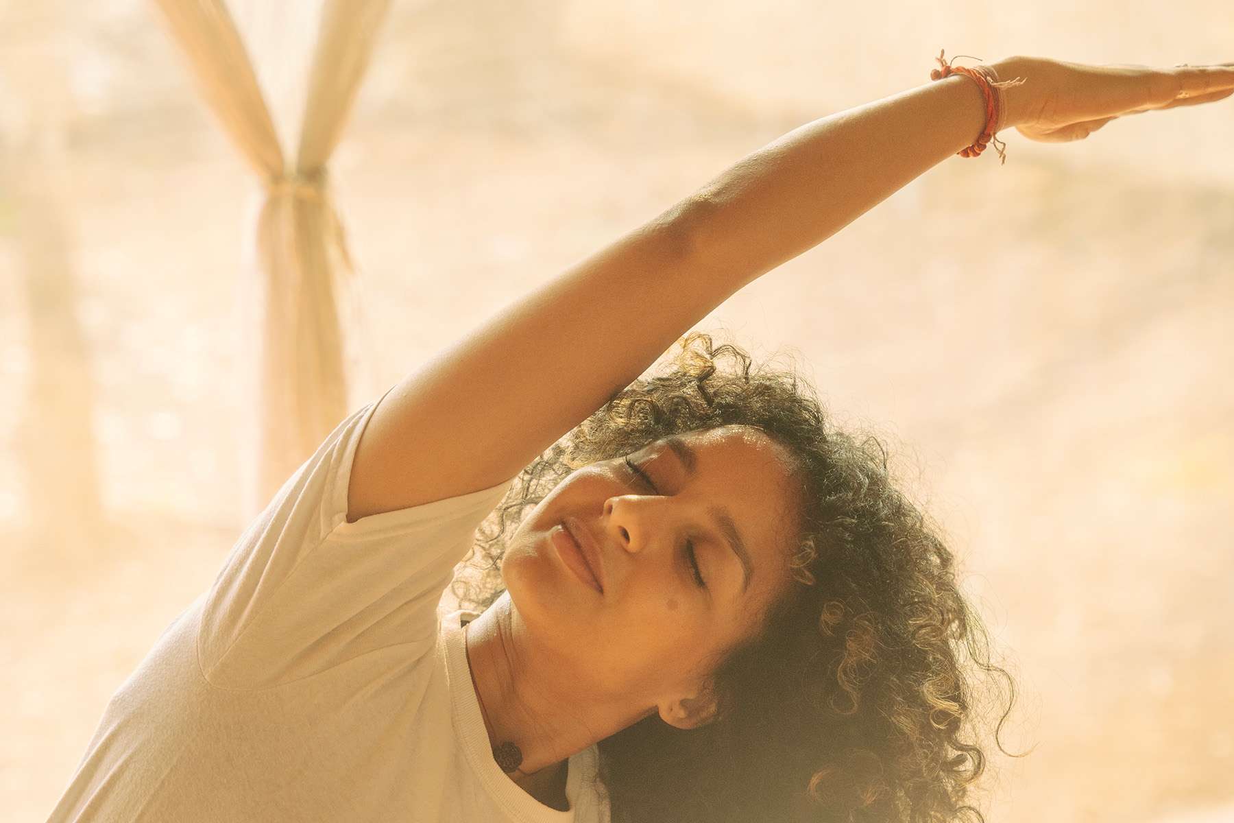 a woman stretching