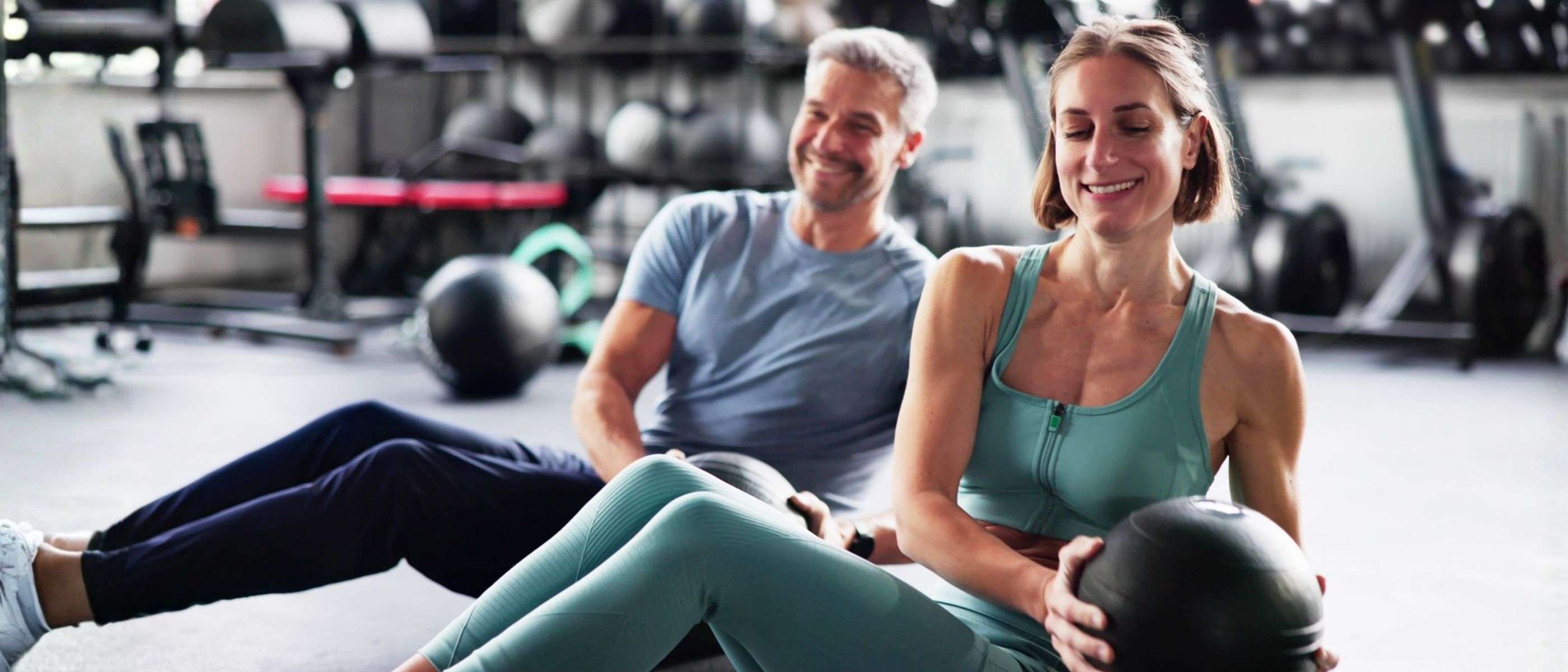 A man and woman working out