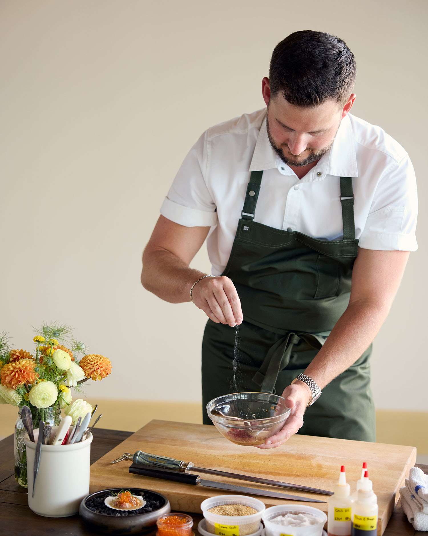 Chef Preparing a Dish in the Kitchen 