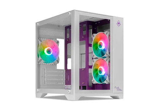 Gabinete Gamer Mancer CV100 Purple Edition ARGB Lateral De Vidro Branco ...