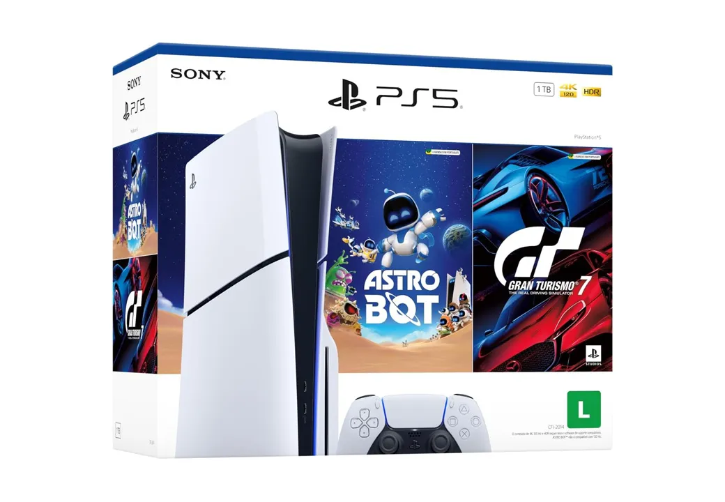 Imagem do produto Console PlayStation 5 Edição Slim Disk 1TB + ASTROBOT e Gran Turismo 7 - Branco em Kabum