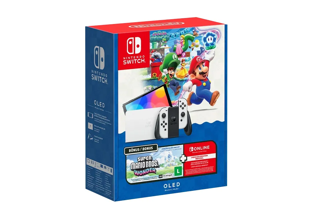 Imagem do produto Console Nintendo Switch Oled + Jogo Super Mario Bros Wonder + Nintendo Switch Online 3 Meses em Vozão Games