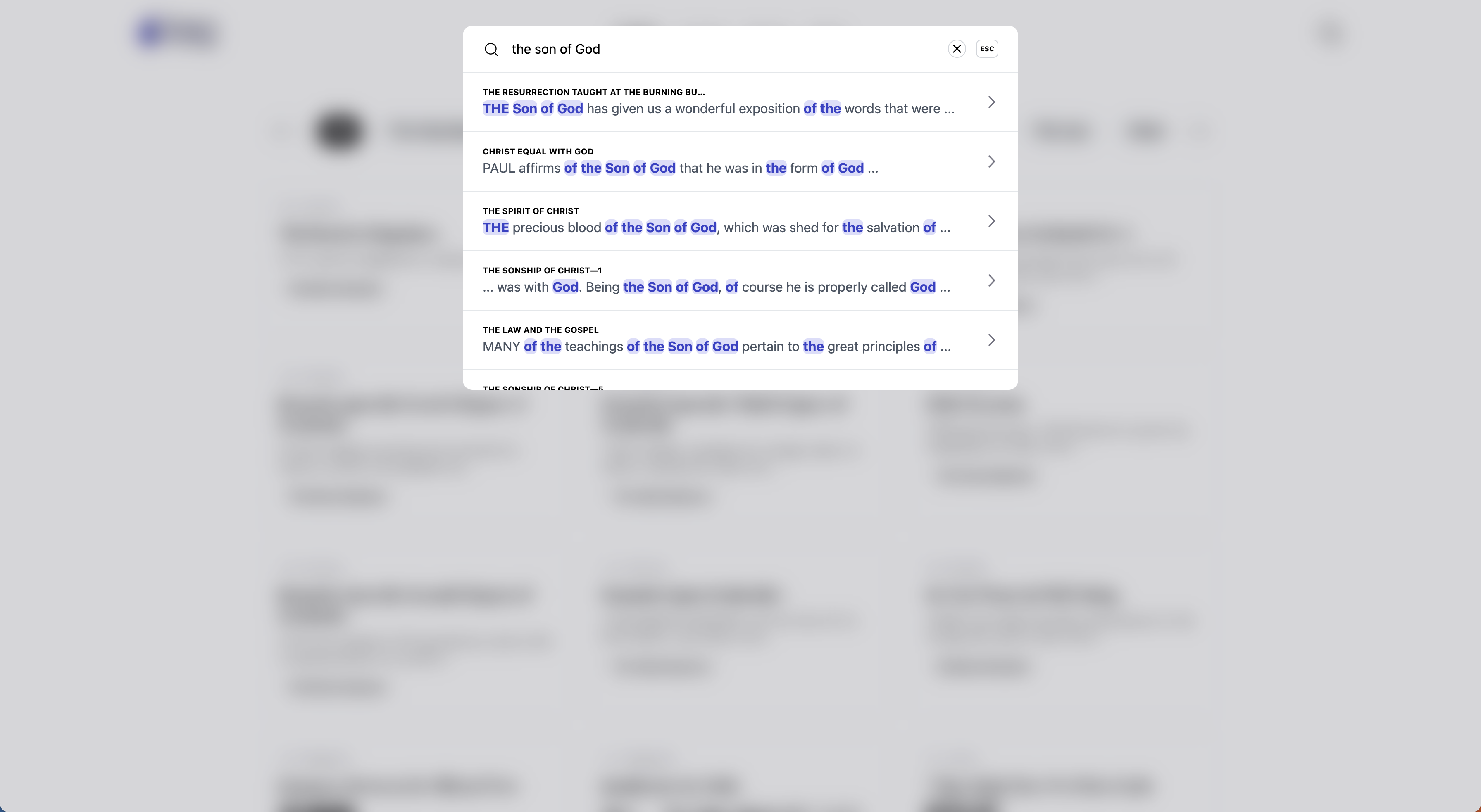 A screenshot showing the new search experience