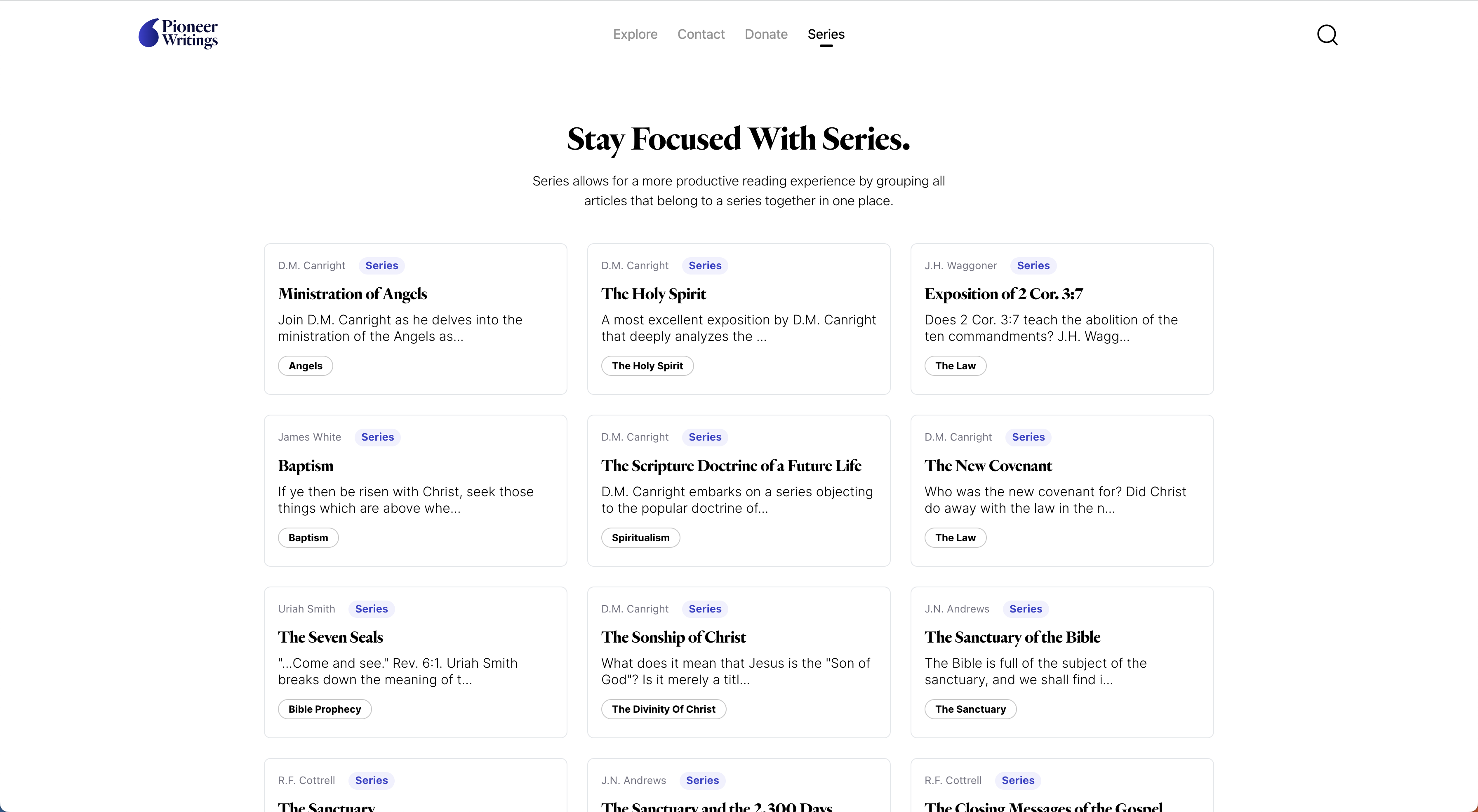 A screenshot showing the new series page