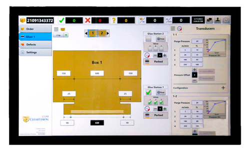 OneView Screen Showing Glue Station Set Up