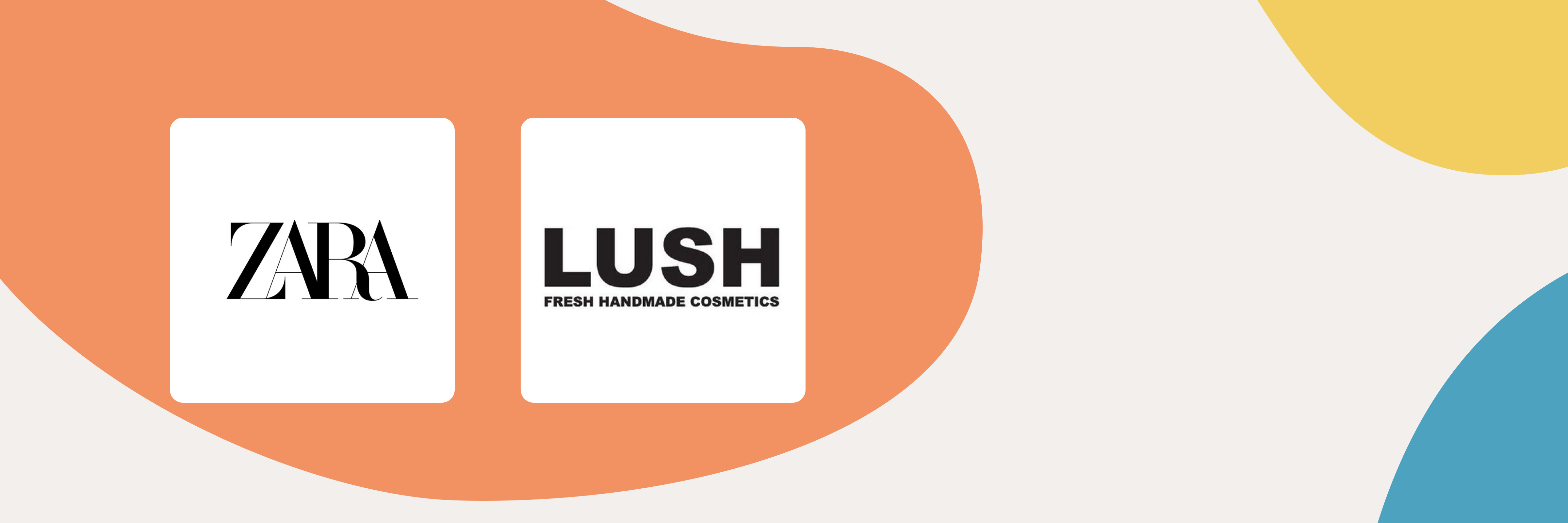 Logos of Zara and Lush Cosmetics—examples of mostly in-house companies.