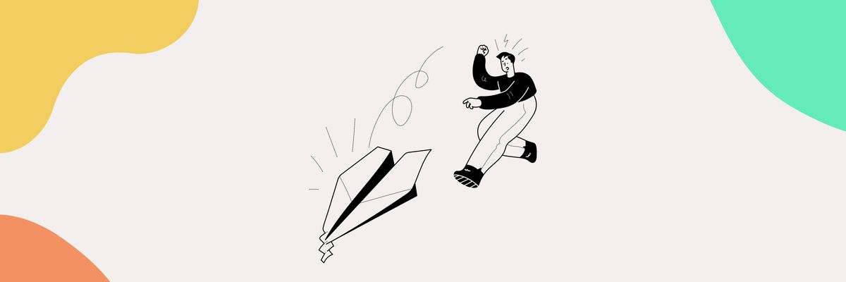 A person failing to fly a paper plane