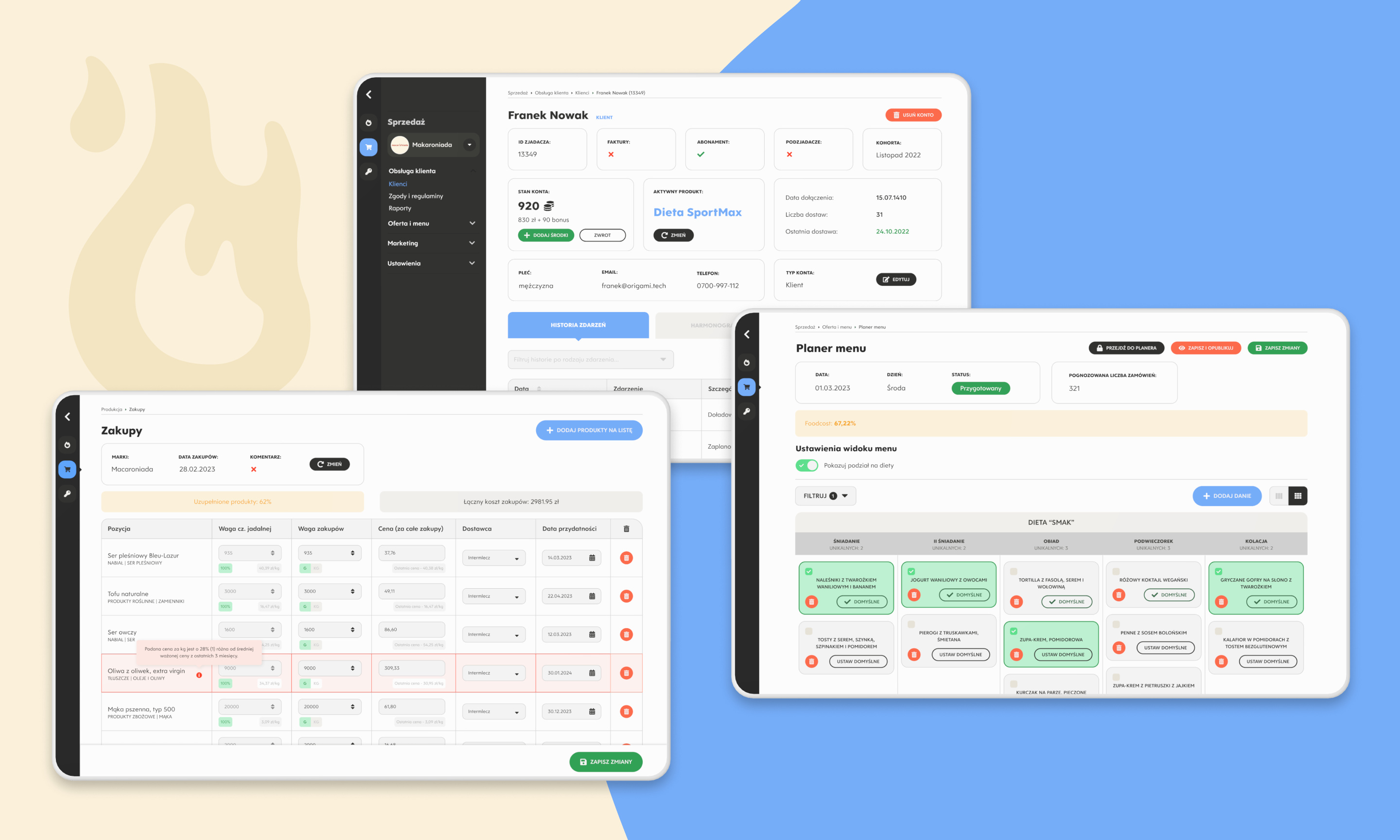 Food production ERP and marketplace