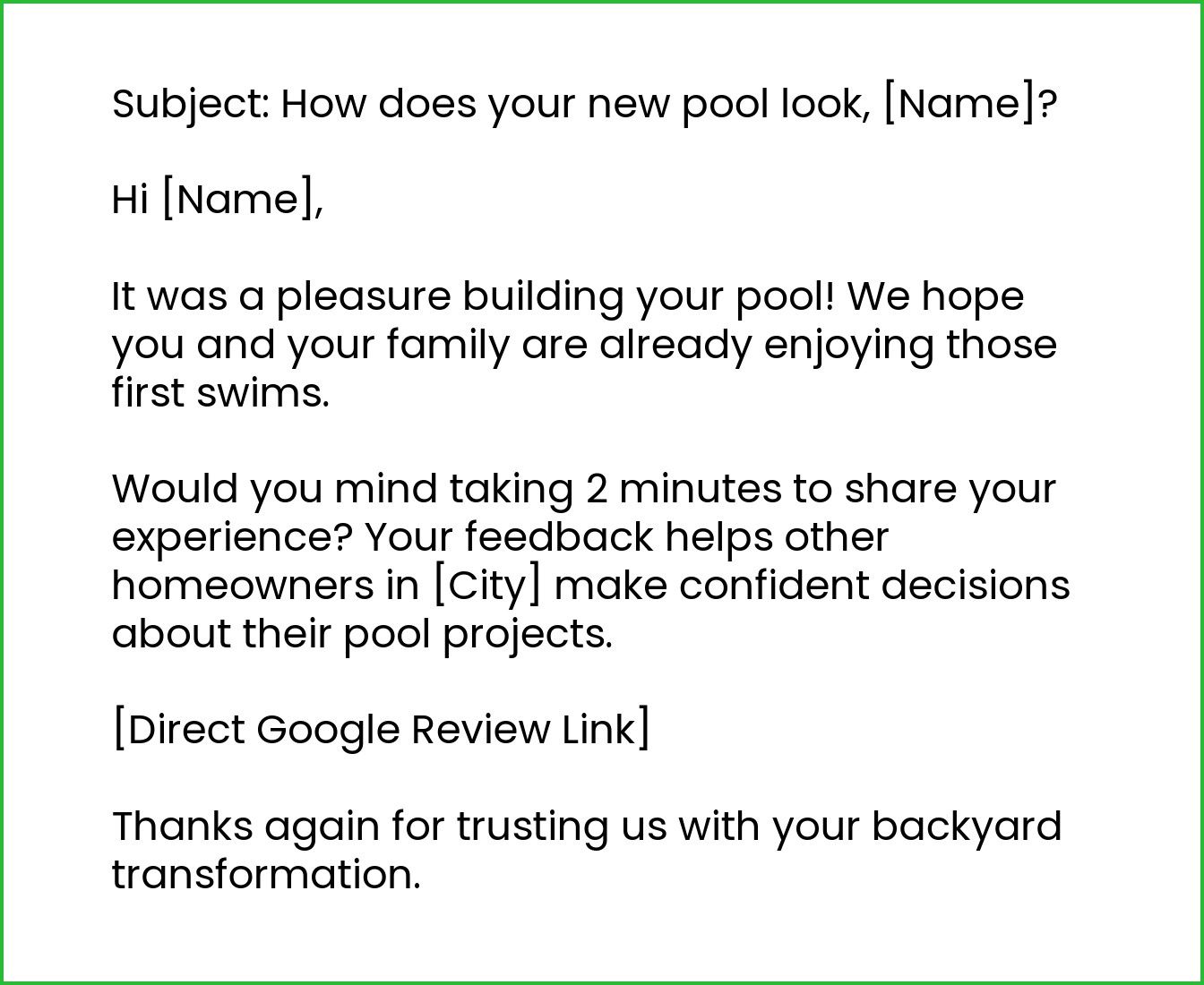 Review request template example.
