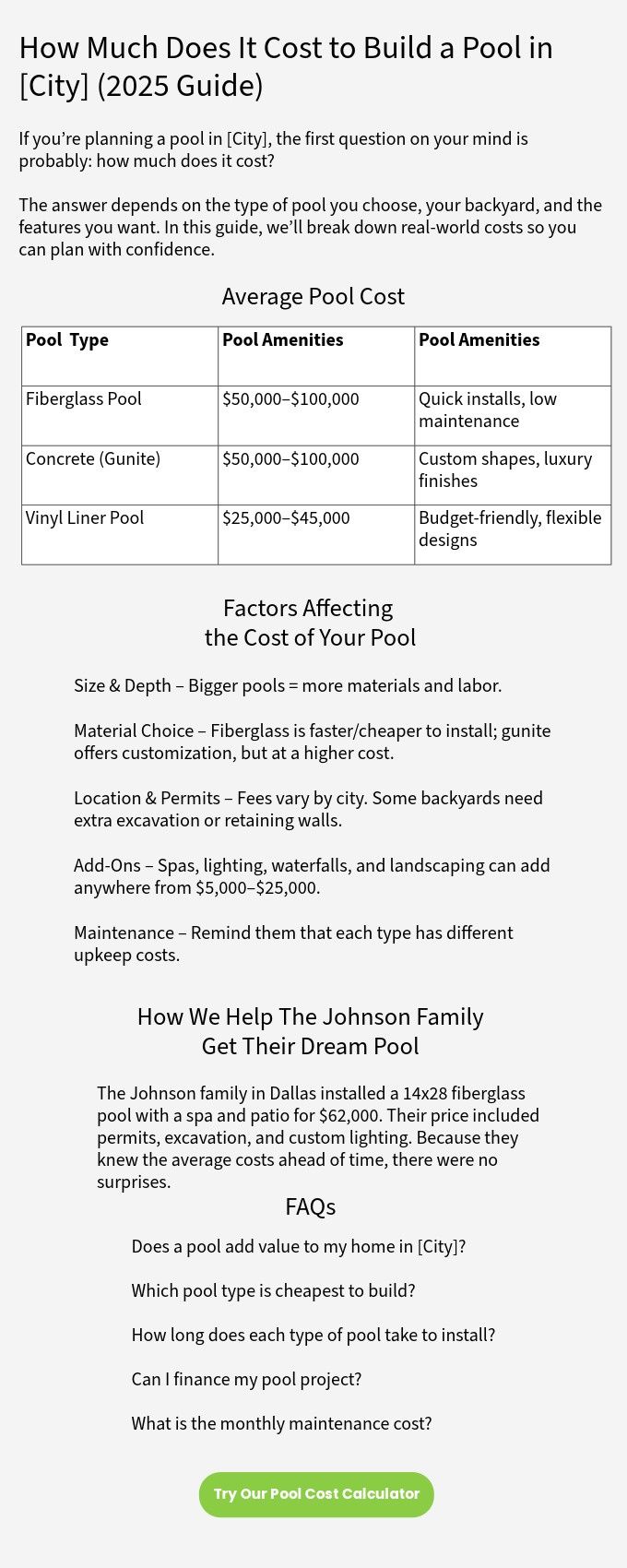 Pool cost blog post template.