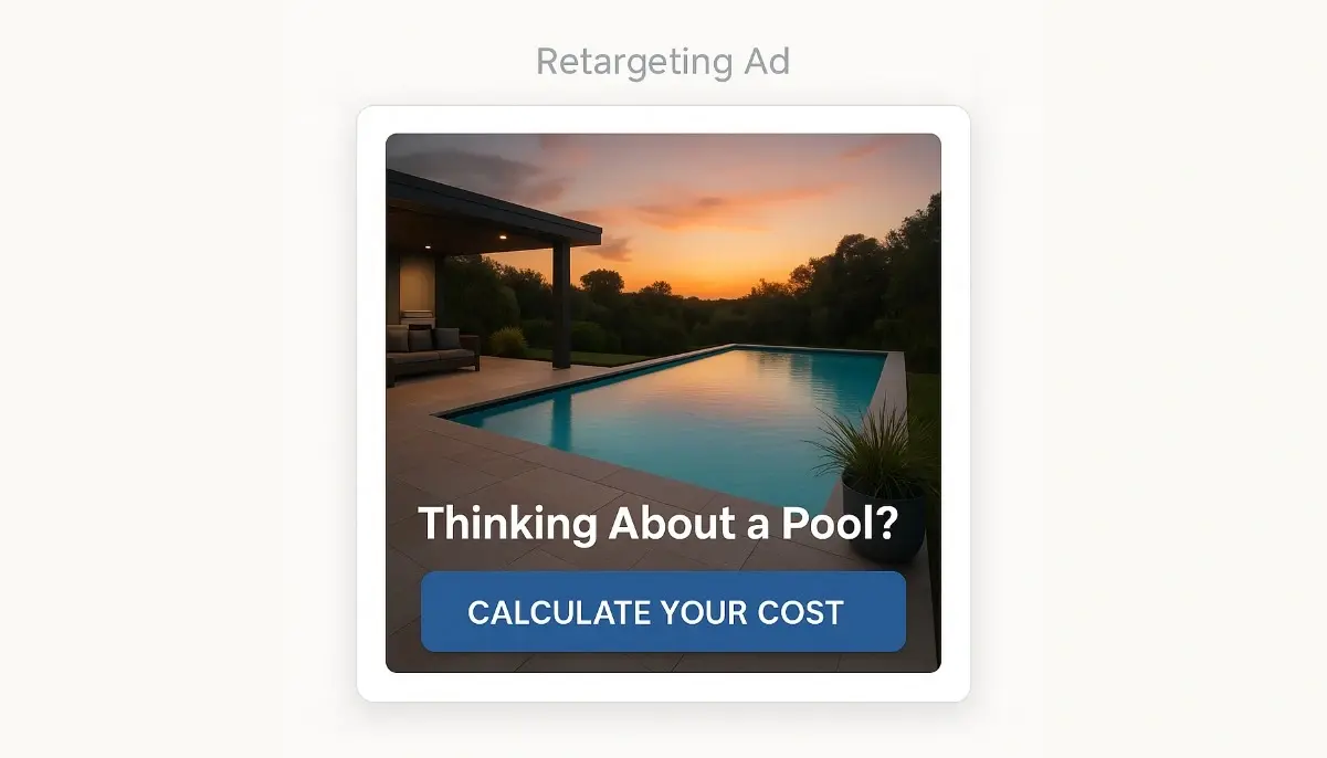 Retargeting ad for pool builder pool cost post.