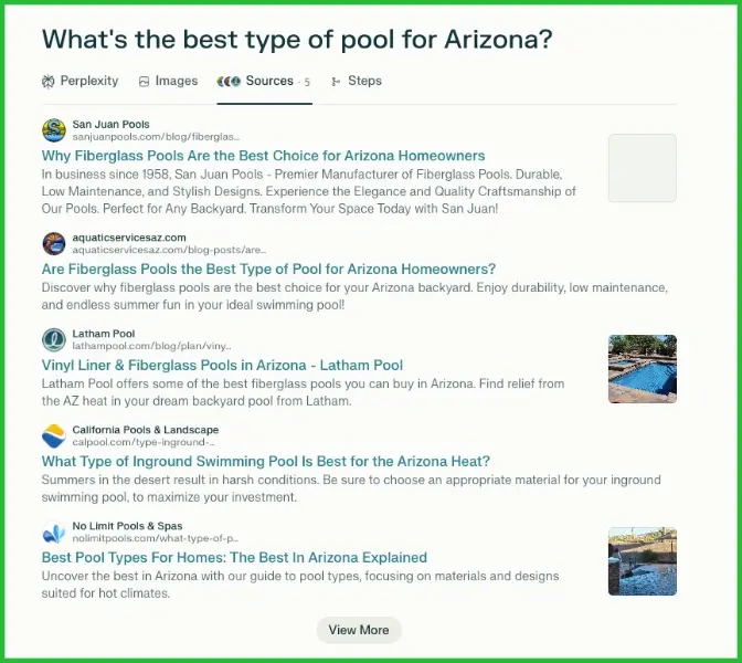 Perplexity search results for best pool type in Arizona.
