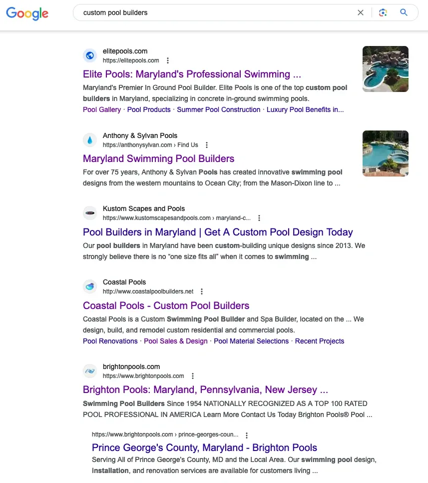 Search results for keyword - custom pool builders.